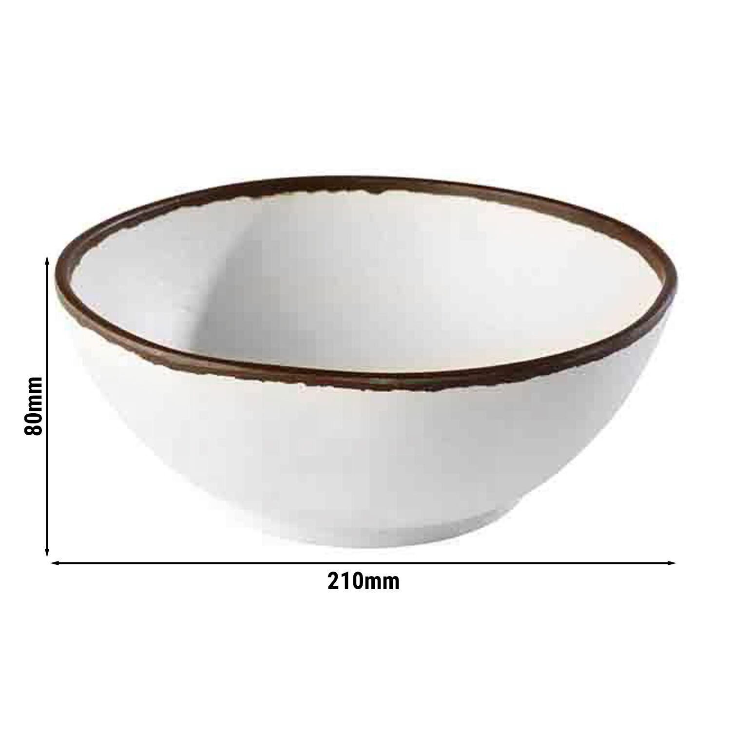 (6 pcs) Coupe - CROCKER - Mélamine - 1,45L - Ø 210mm - Profondeur : 80mm - Blanc/Brun