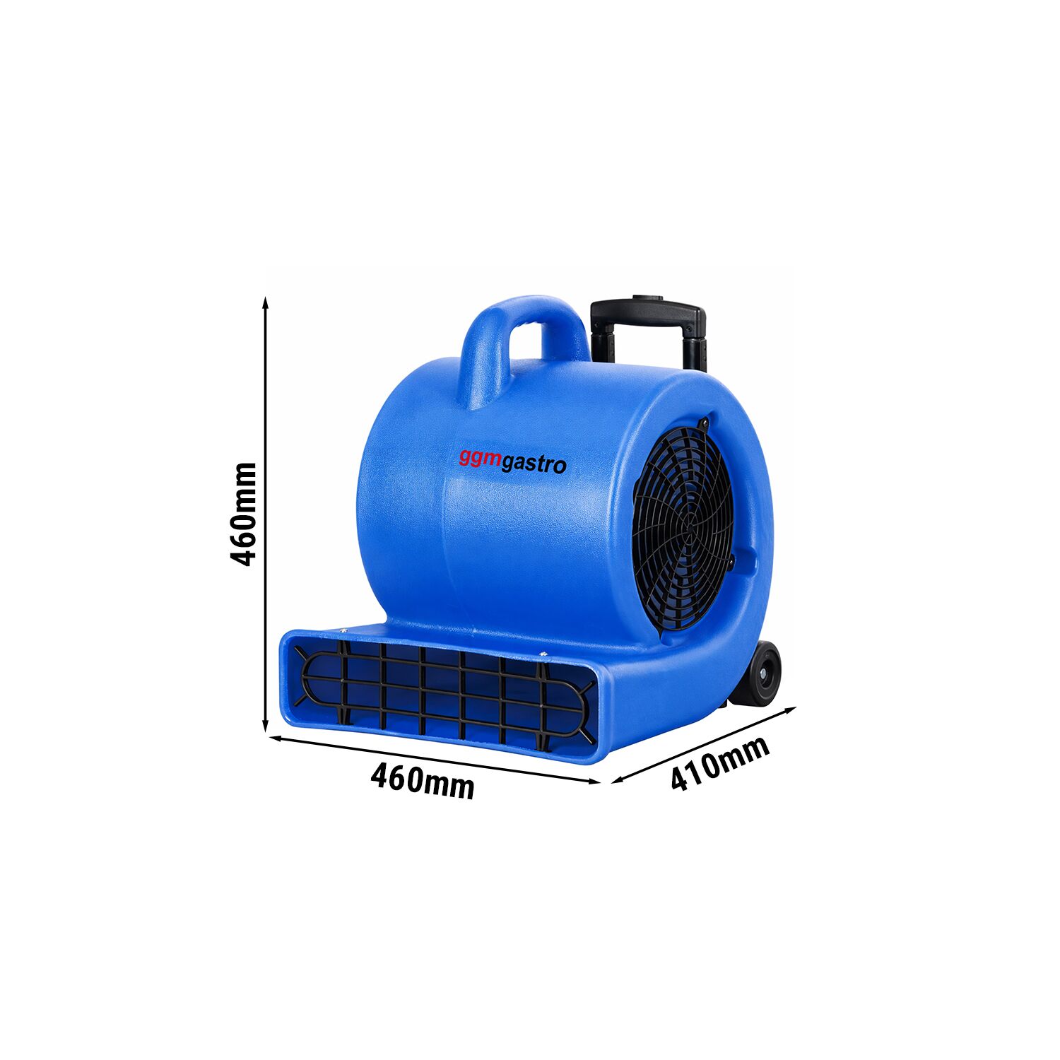 Ventilateur radial Professionnel - 3 vitesses - 850W - 1350tr/min - avec poignée de transport et roulettes