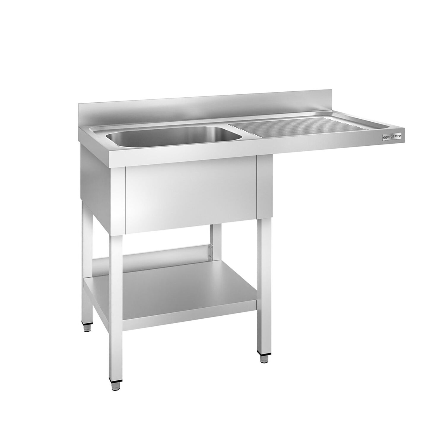 Plonge PREMIUM en acier inoxydable - 1400x600mm - 1 bac - bac à gauche - avec espace lave-vaisselle - adossée/avec dosseret