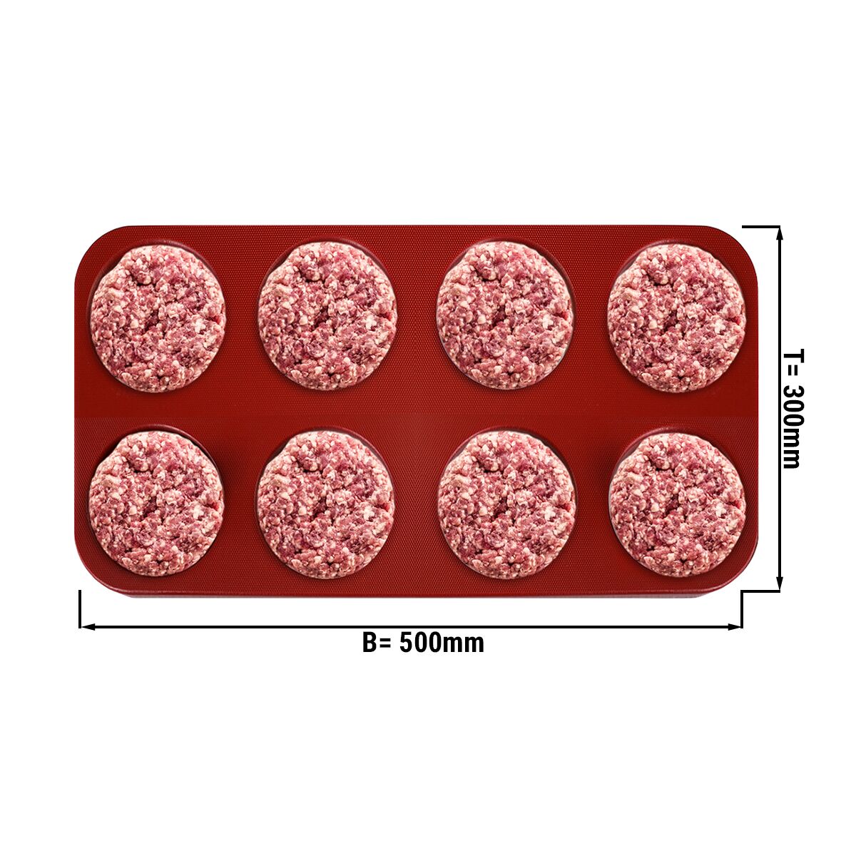 Frikadellen-/ Hamburgerpresse - Kunststoff - mittel - Ø 100mm - 8 Löcher - 125 Gramm
