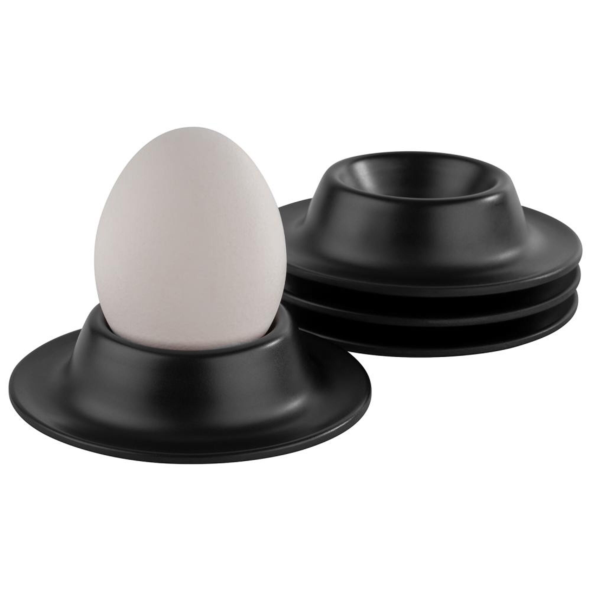 (6 pcs) Coquetier EGGY - Mélamine - Ø 85mm - Noir