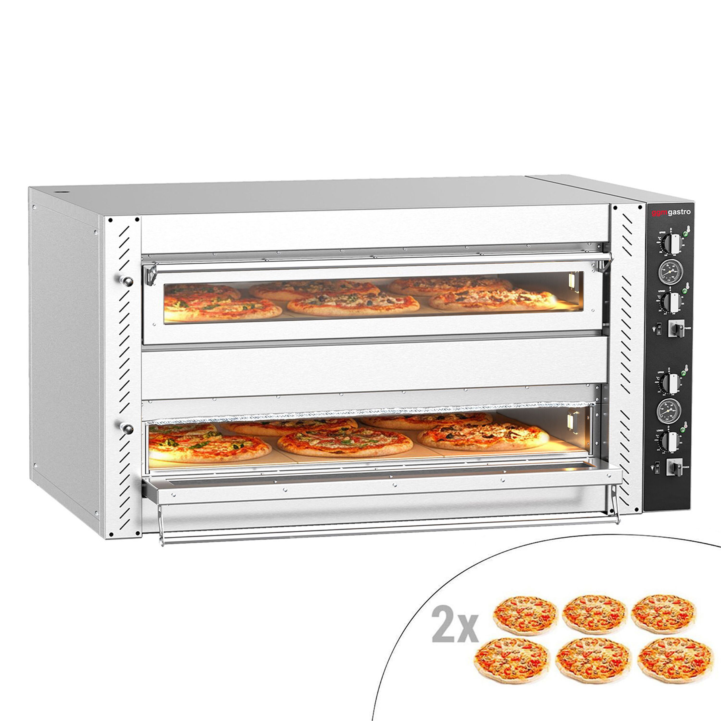 Four à pizza électrique – 6+6 x 30 cm (large) – Manuel