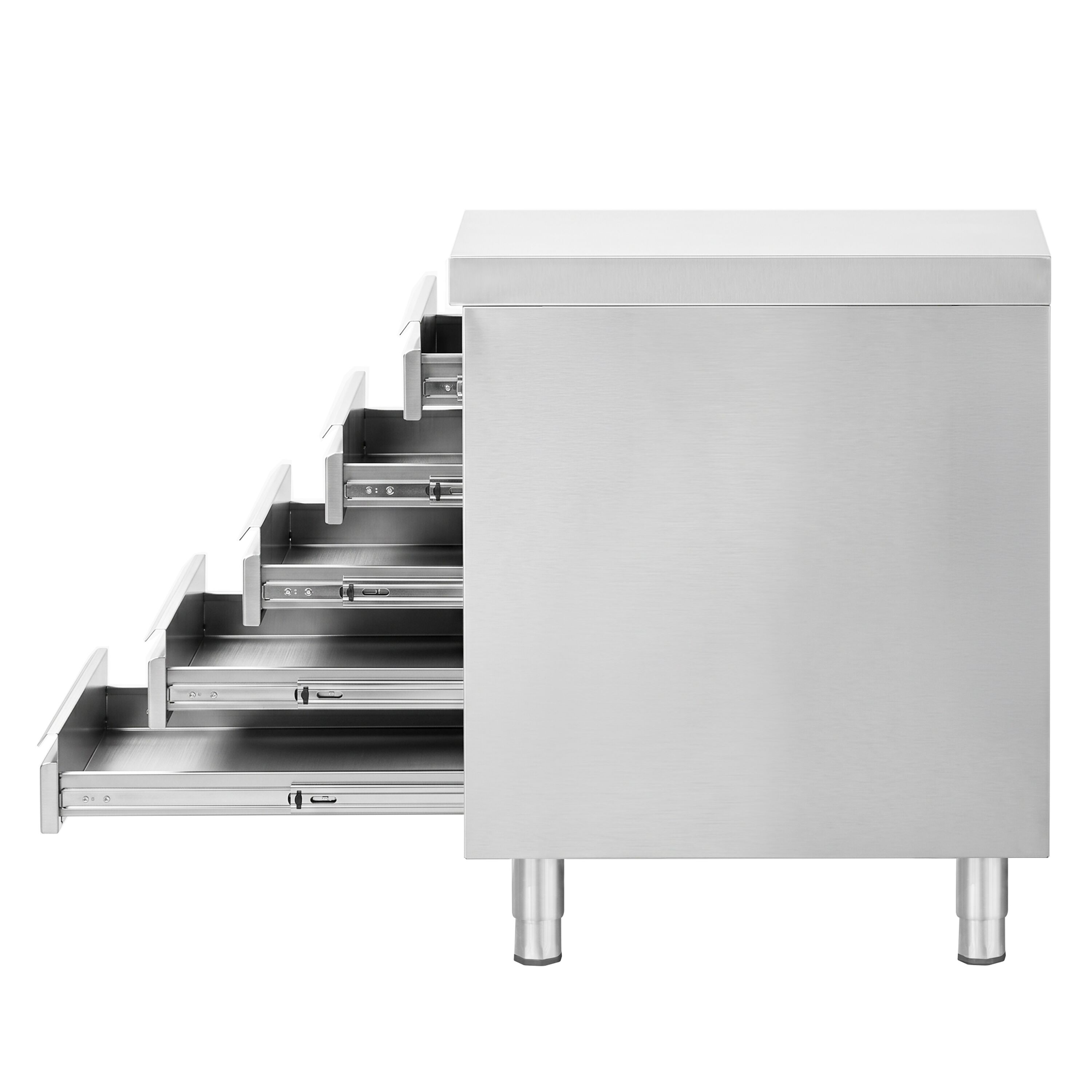 Meuble bas à tiroirs - Acier inoxydable - avec 5 tiroirs - 500x700mm