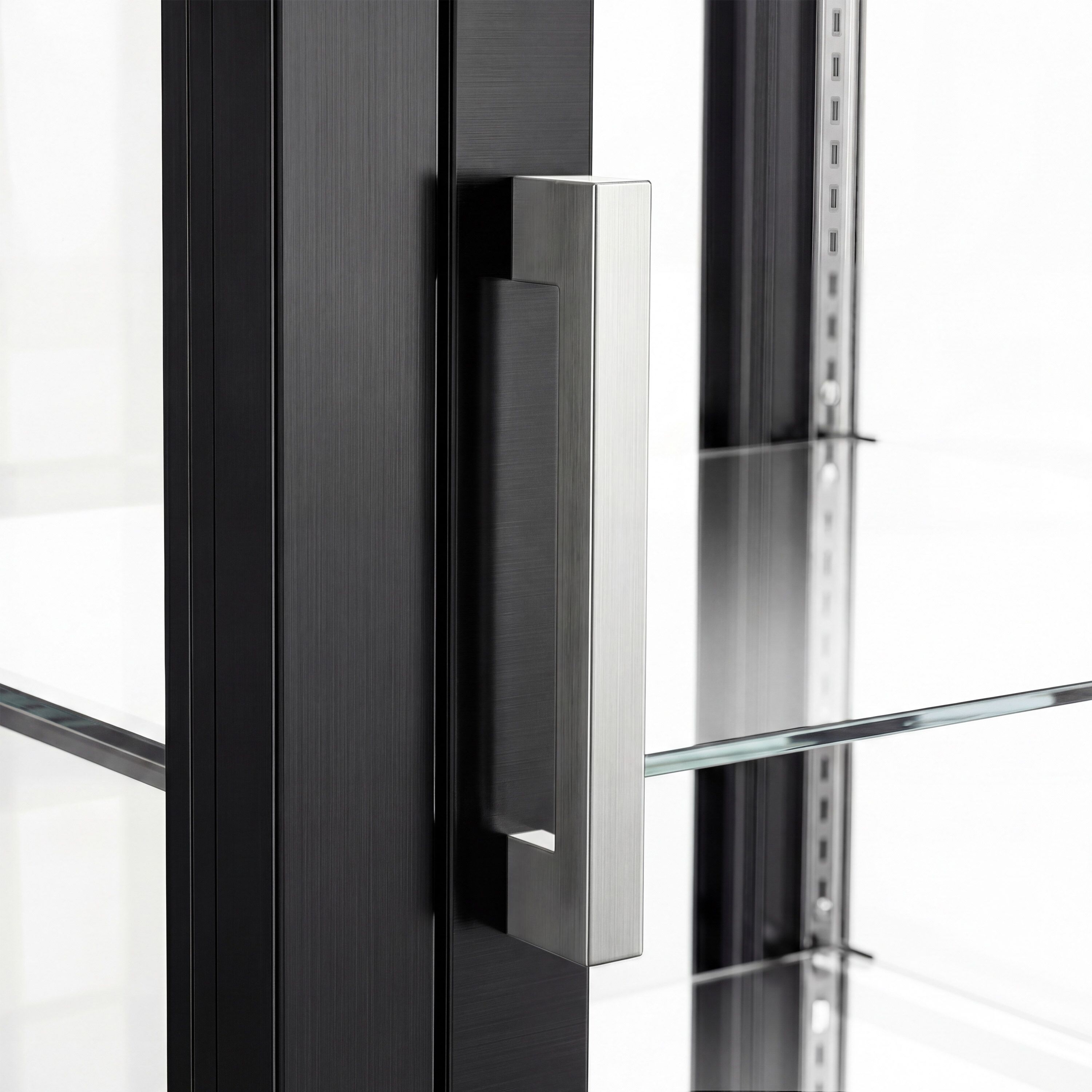 Vitrine réfrigérée 4 faces vitrées / Vitrine panoramique – 440 litres – 2 portes en verre – 5 étagères – Noir