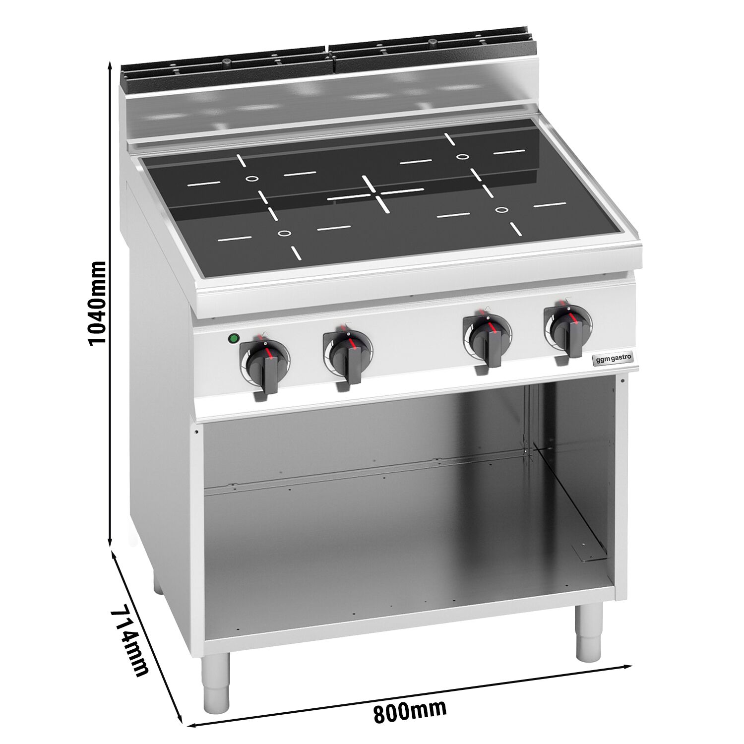 Fourneau électrique - 12,8kW - 4 foyers infrarouges - sur placard ouvert