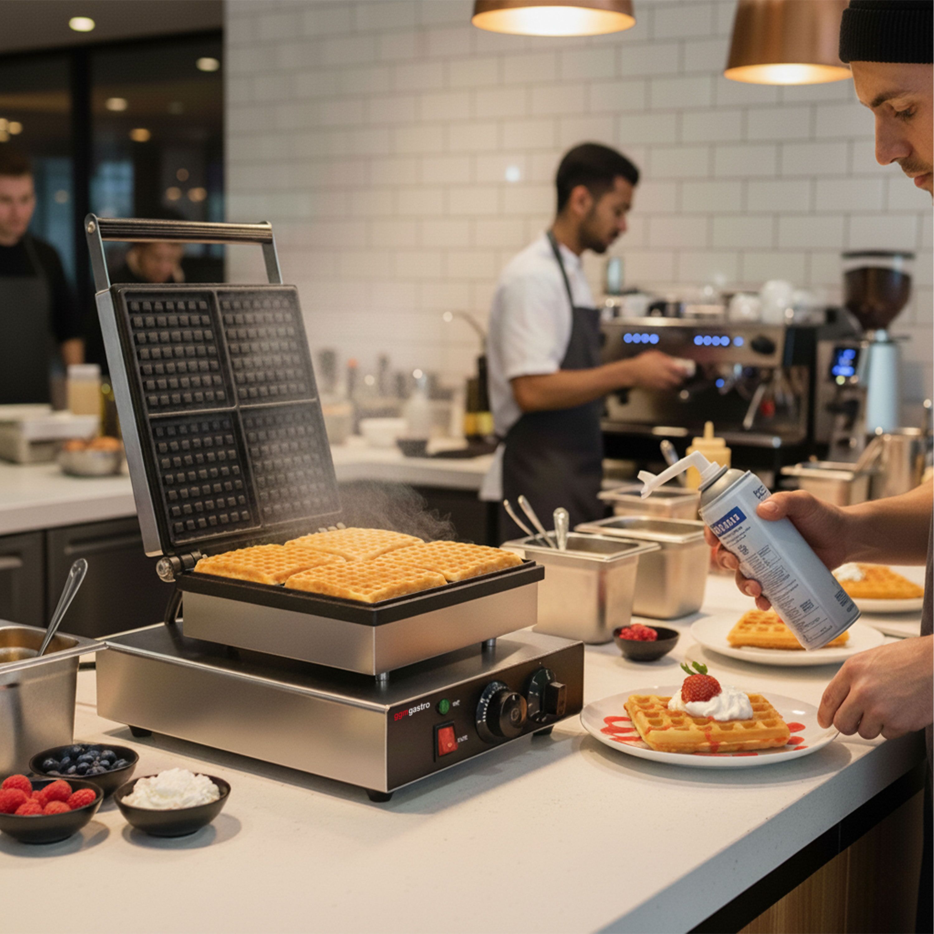 Gaufrier – simple – manuel – 1,75 kW – Forme : 4 gaufres de Bruxelles
