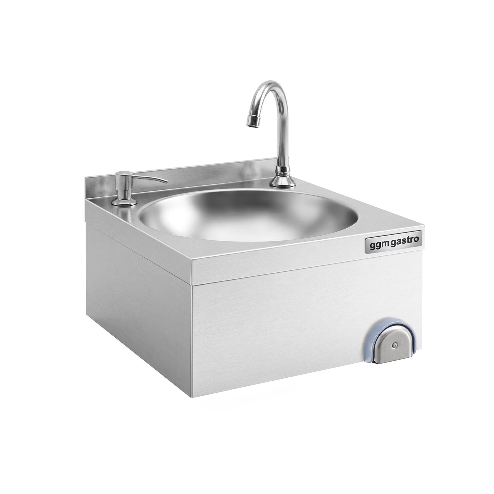 Hand washbasin – with tap, soap dispenser, knee-operated control and rim