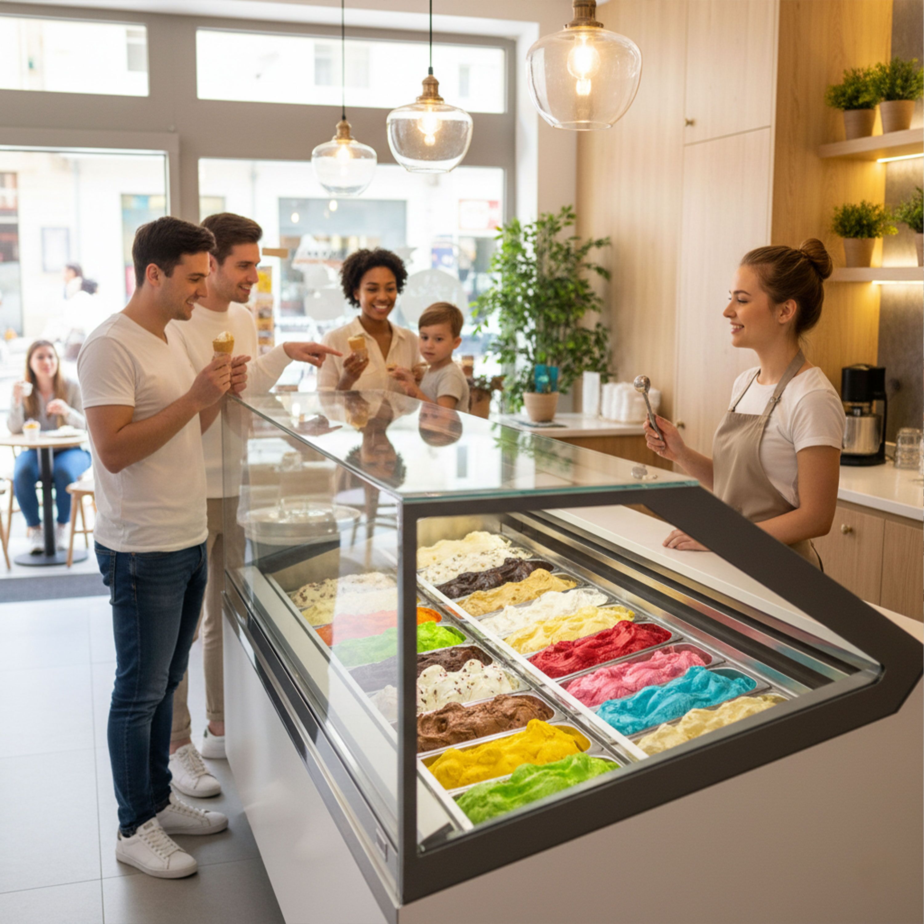 Vitrine à glace IVY – 1606 mm – refroidissement ventilé – pour 16 bacs à glace de 5 litres – Blanc