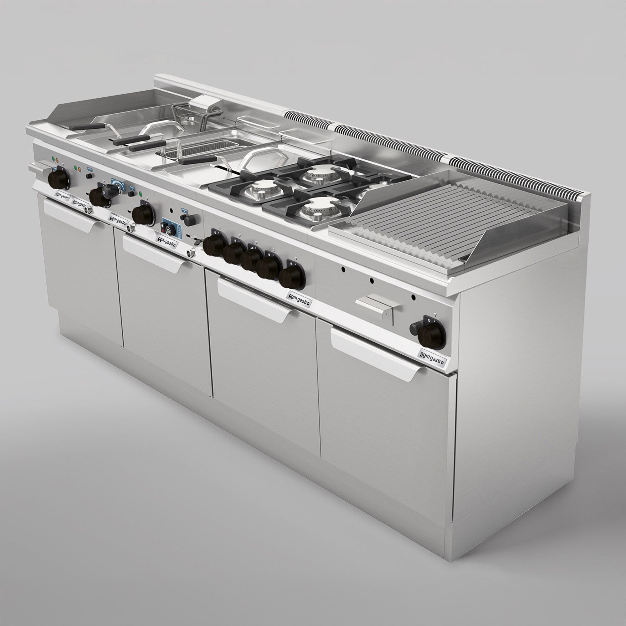 Commercial Electric Griddle - 8.0kW - Ribbed Plate - Cooking area: 596x430mm - on Stand