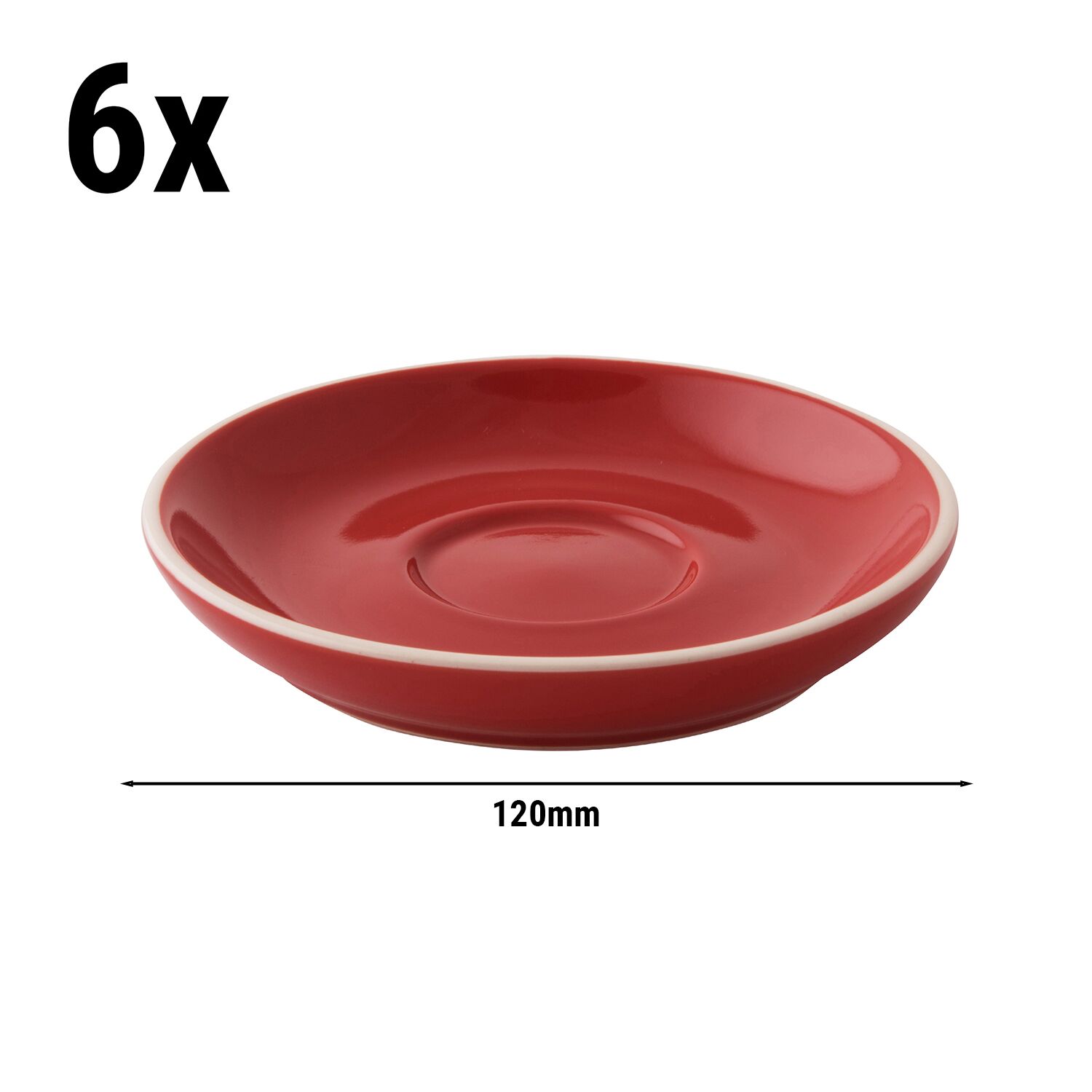 (6 st) COLORS - Kaffefat - Rund - Ø 120 mm - Röd