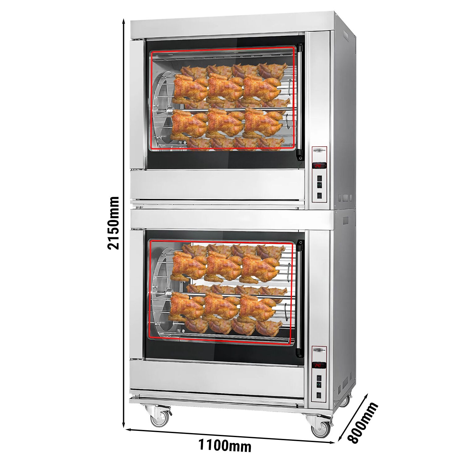 El - Roterande Kycklinggrill - 14 spett - för upp till 84 kycklingar - 20 kW