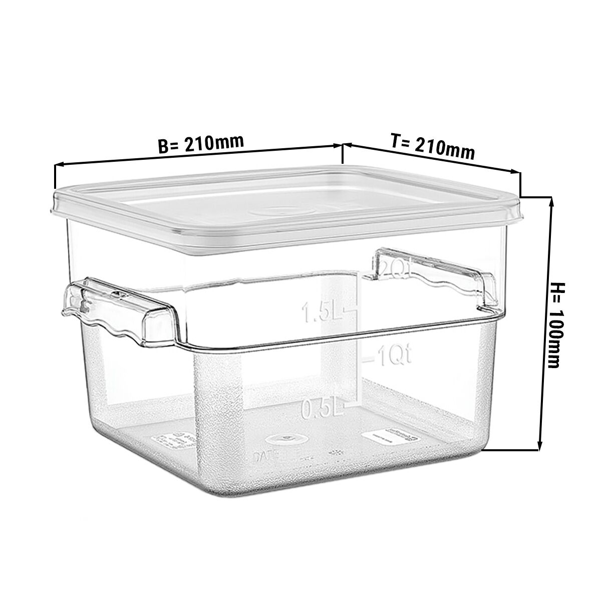 Bac alimentaire avec couvercle - 1,9 litre