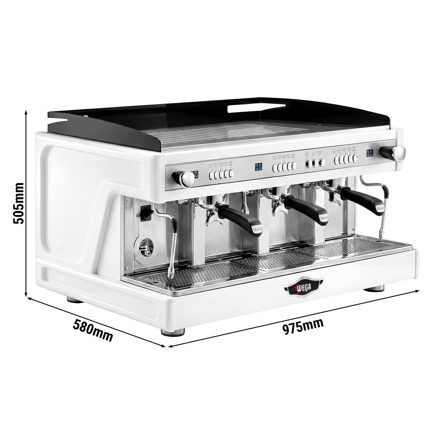WEGA | Airy - Siebträgermaschine - 3 Gruppig - 5,6 kW - mit Shot Counter - Weiß