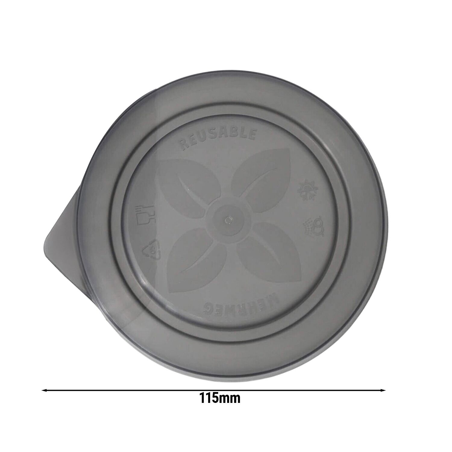 (165 pcs) Couvercle réutilisable - Gris - compatible avec gobelets Ø95mm