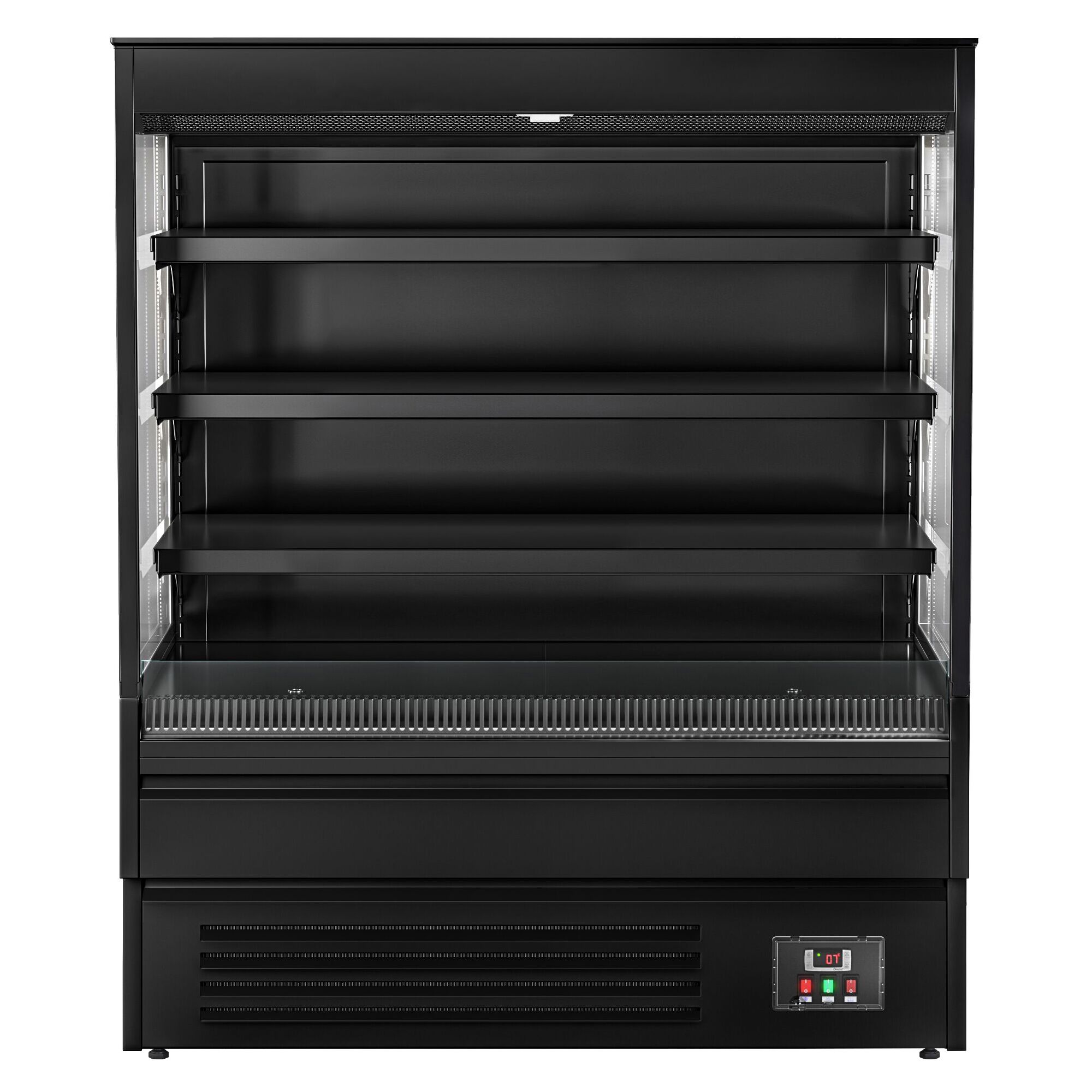 Vitrine murale réfrigérée - Libre-service - 1200mm - 390L - avec 3 étagères - arrière fermé - Noir