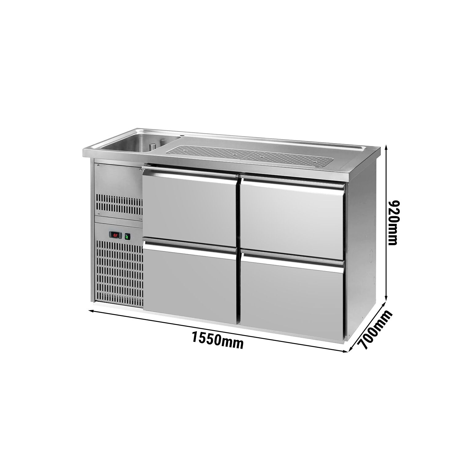 Direct Draw Beer Dispenser / Kegerator PREMIUM PLUS - 1550x700mm - 4 Drawers
