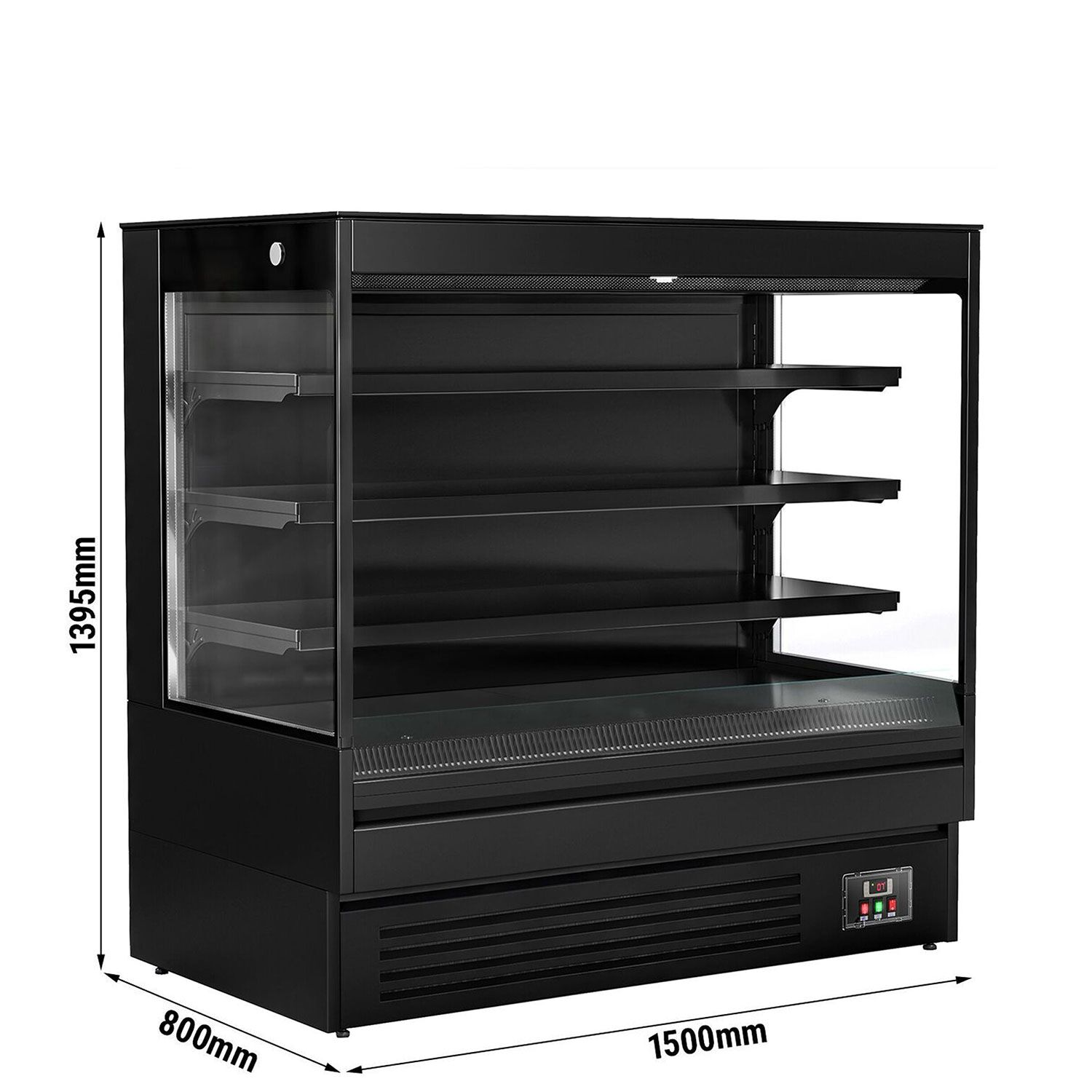 Vitrine murale réfrigérée - Libre-service - 1500mm - 493L - avec 3 étagères - arrière fermé - Noir