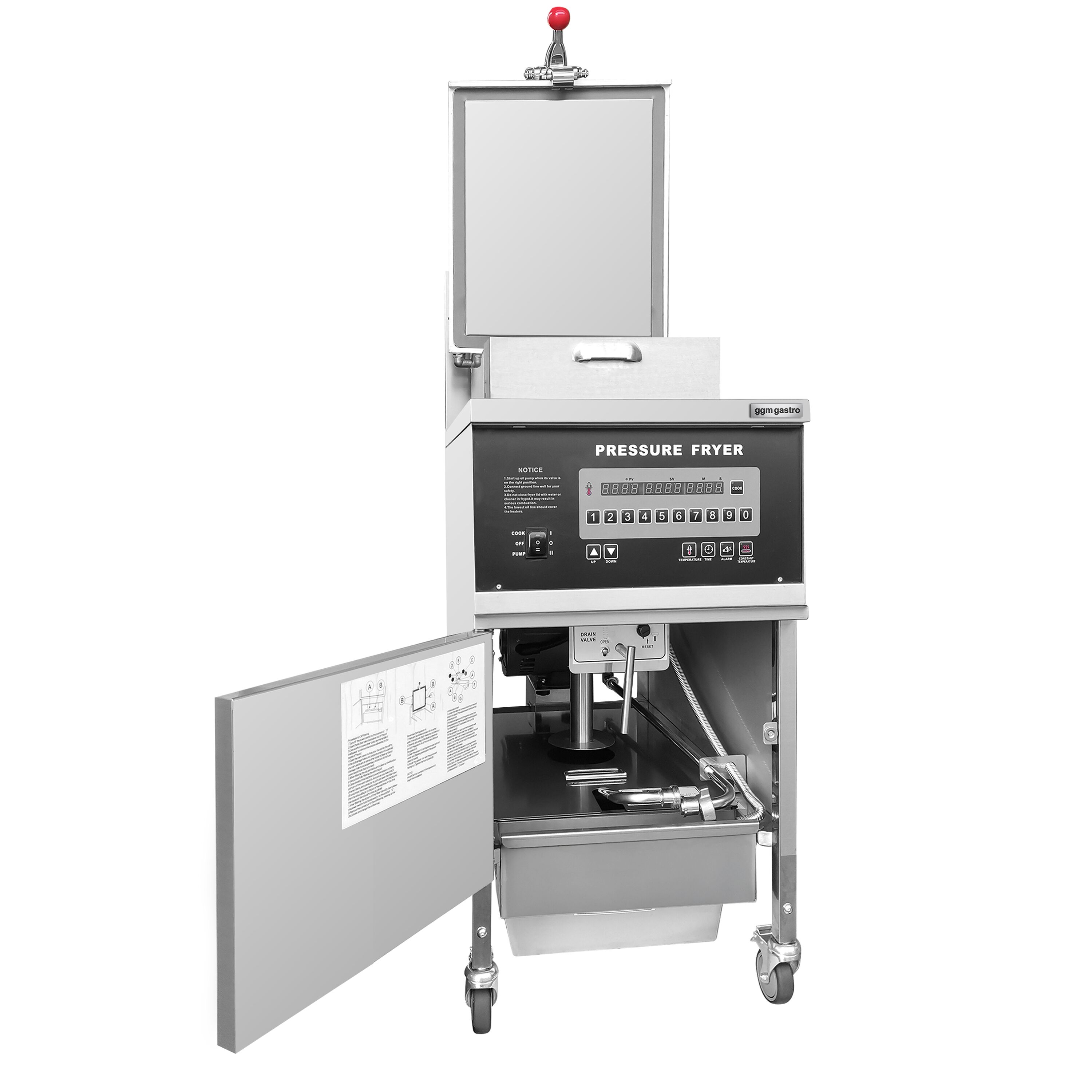 Friteuse à pression électrique professionnelle - 24L - 13,5kW - Commande électronique - avec système de filtration d’huile intégré