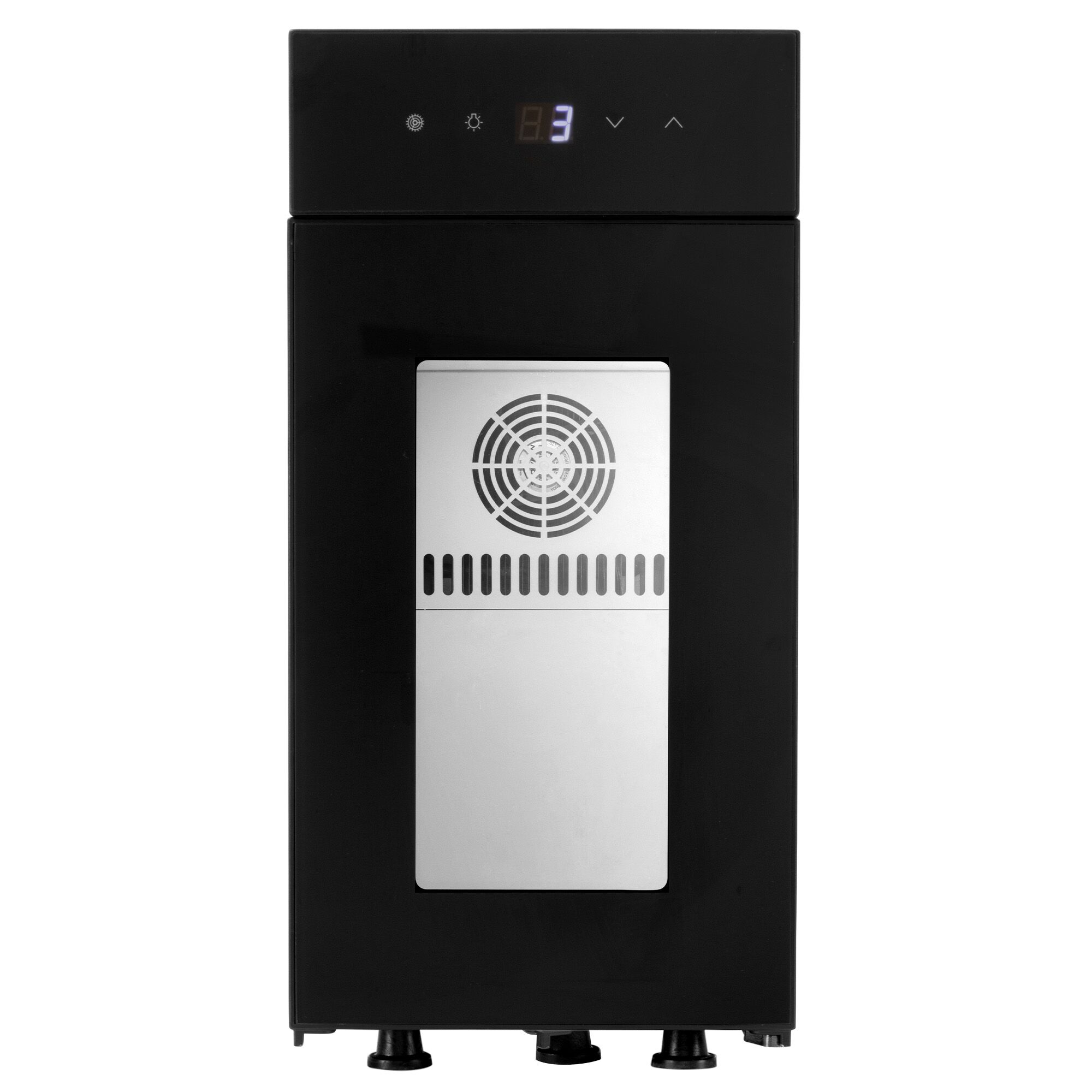 Réfrigérateur à lait pour machine à café - 220mm - 8.5 L - 1 porte vitrée - éclairage LED - affichage digital de la température - avec orifice d’alimentation en lait - Noir - 0 à +4 °C
