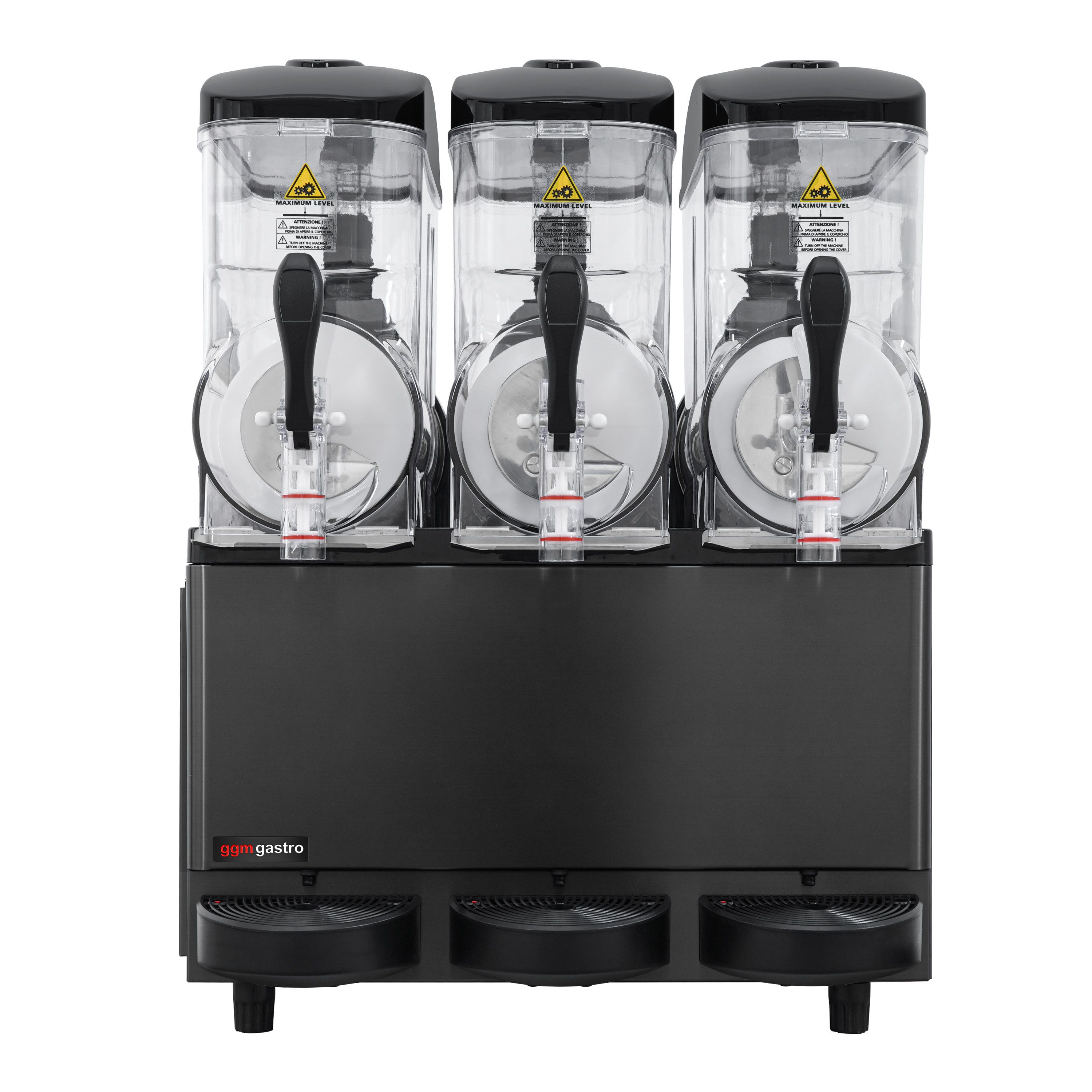 Machine à granita Professionnelle - 3x 12 litres - 1,08 kW - Digital - Récipient en Tritan - Noir