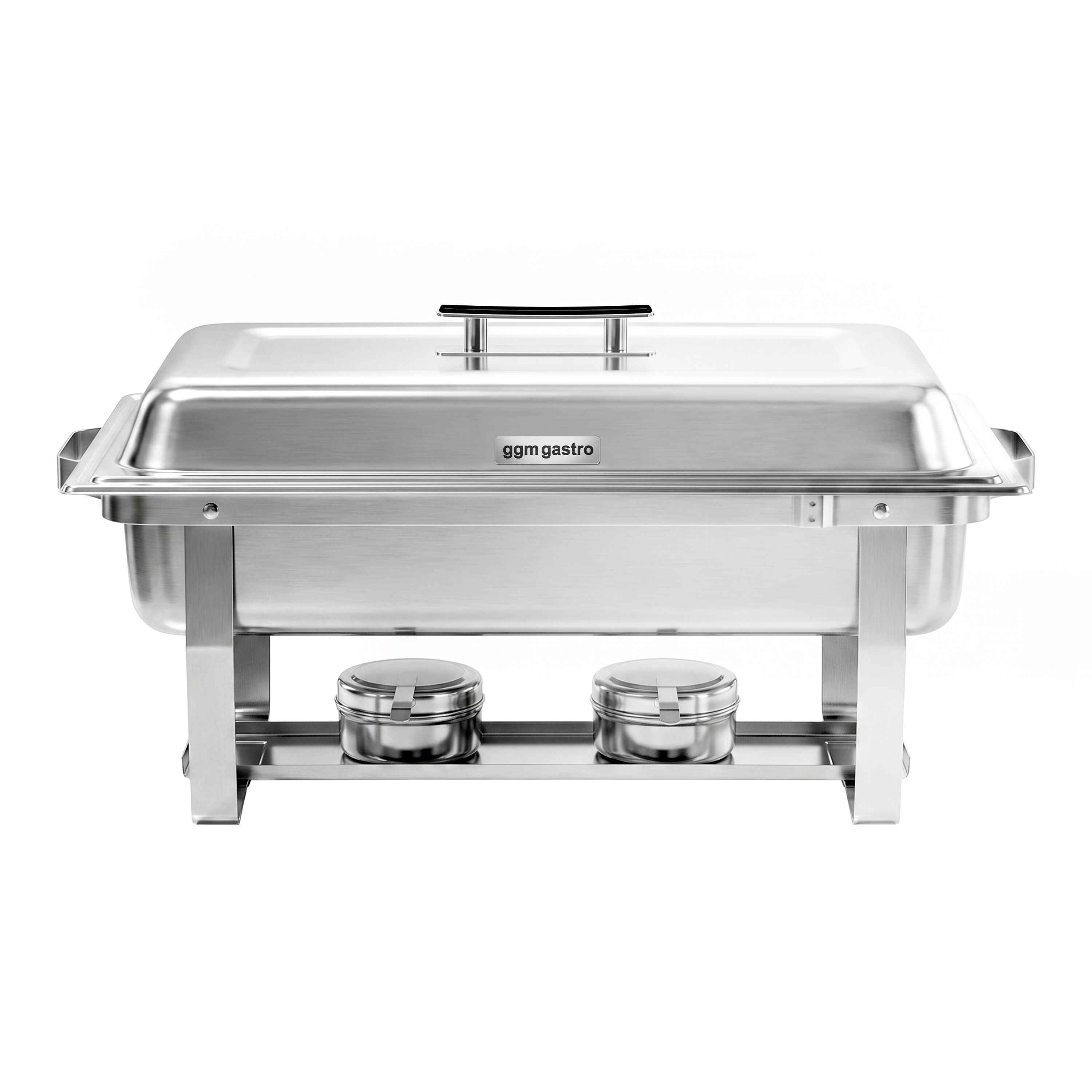 Chafing dish i rostfritt stål - GN 1/1 - med lock - stativ i rostfritt stål