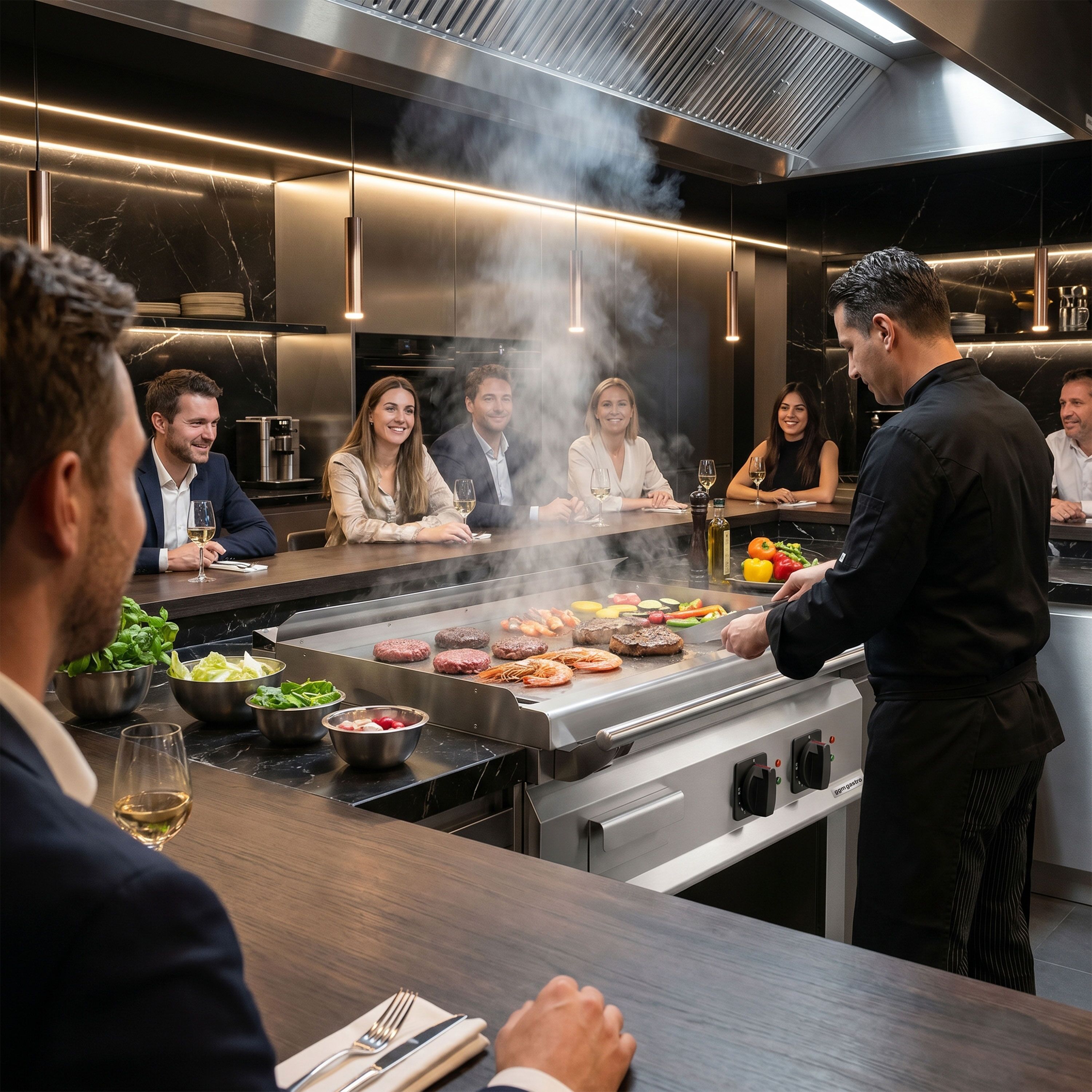 Plaque de cuisson électrique Teppanyaki - 9 kW - support inclus