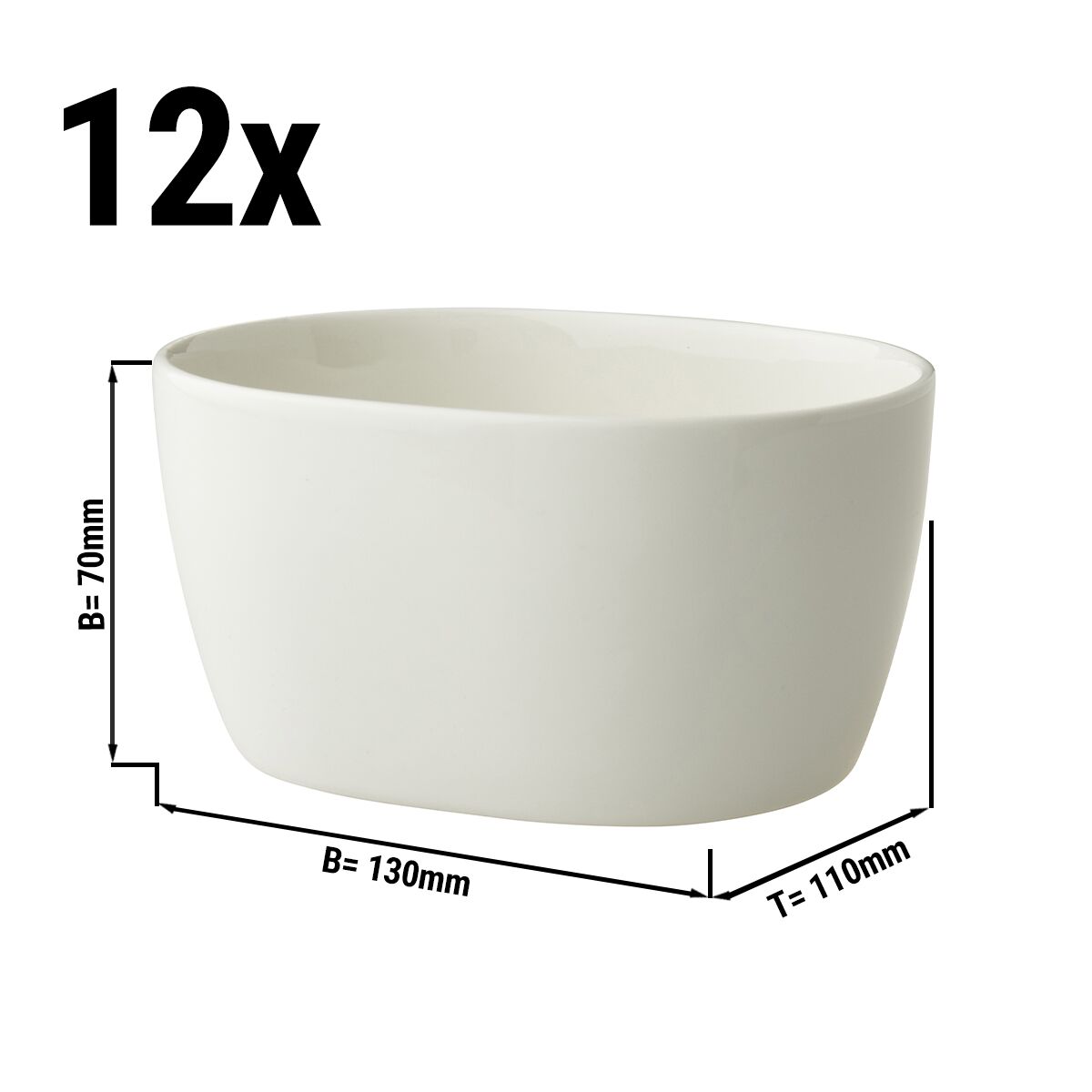 (12 sztuk) LUX – miseczka Maastricht – owalna – 10 cl – 130 x 100 mm – kolor kości słoniowej
