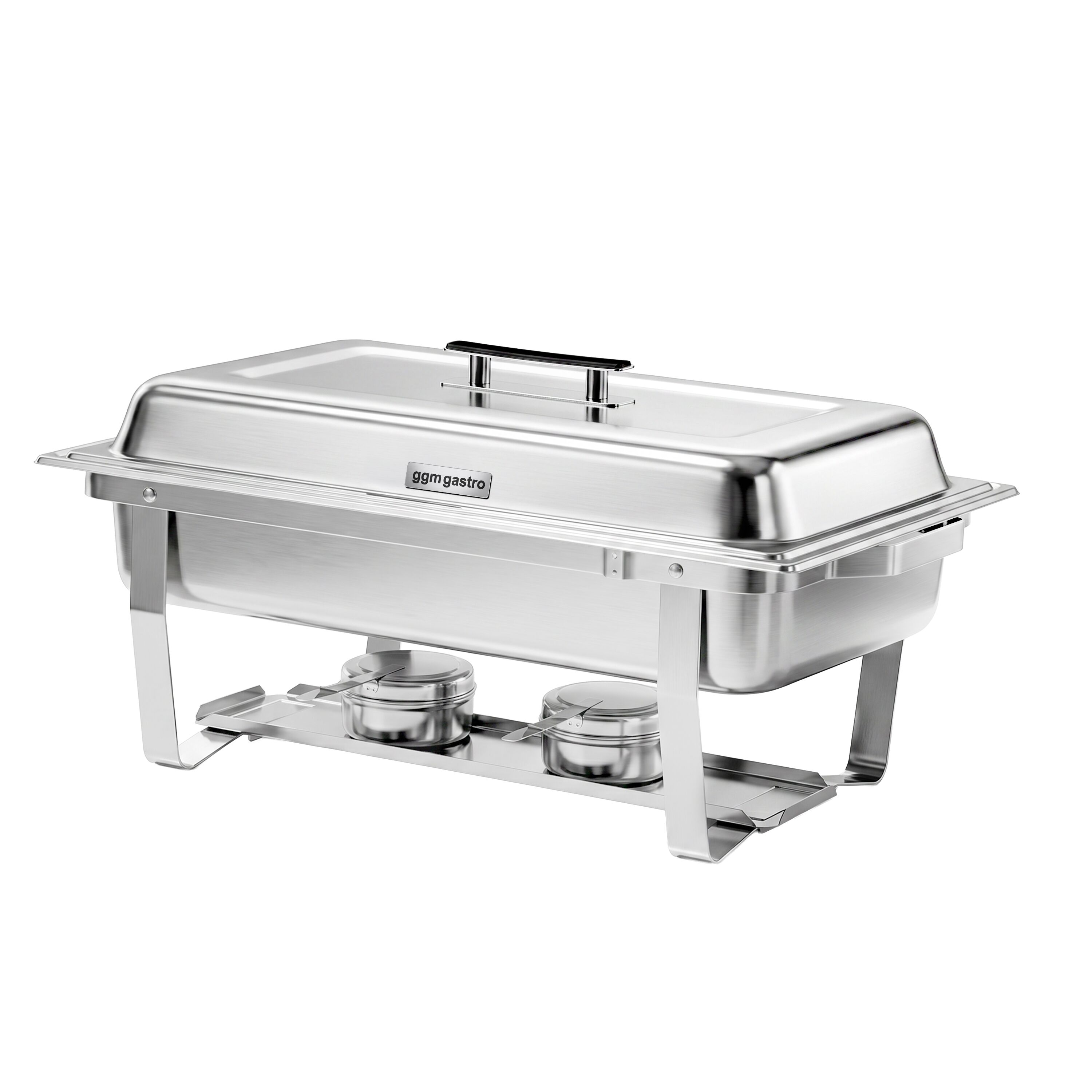 Chafing dish i rostfritt stål - GN 1/1 - med lock - stativ i rostfritt stål