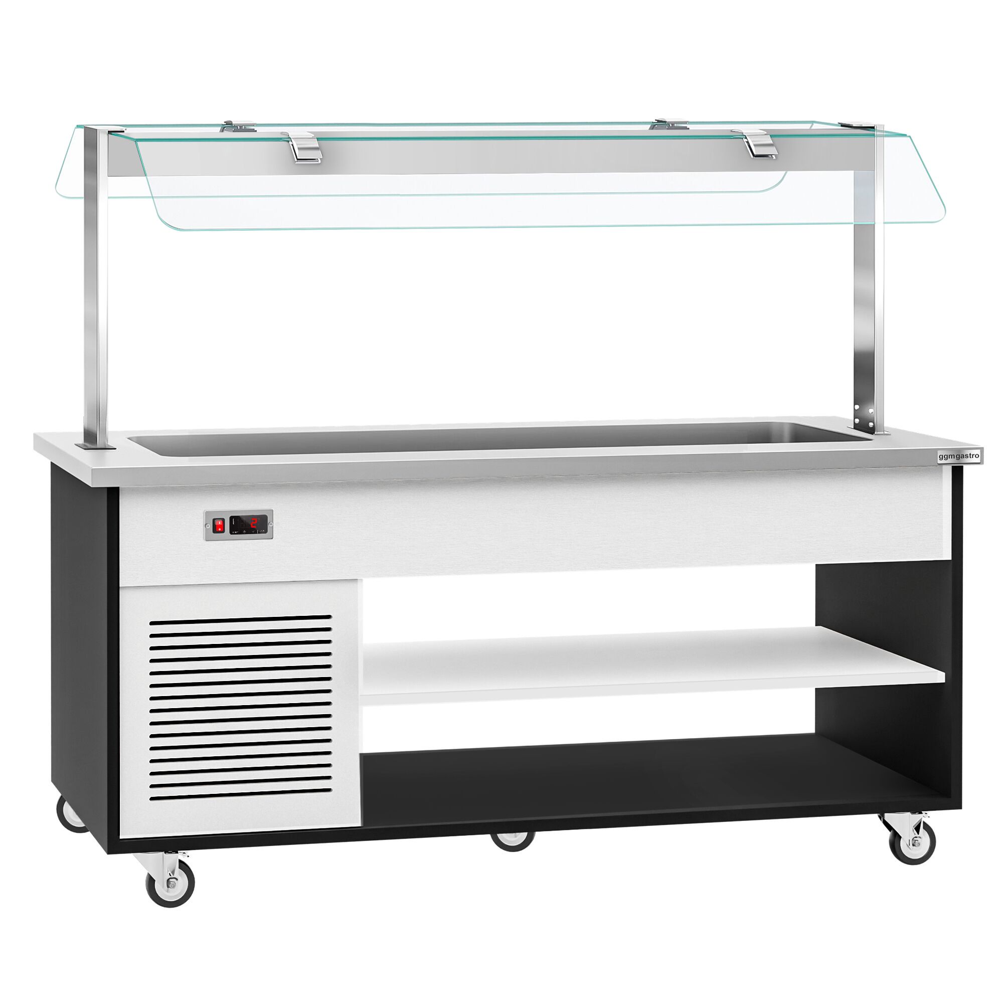 Refrigerated Salad Bar Trolley DANZIG - 1900mm - for 5x GN 1/1 - Mobile - with Gantry - with Sneeze Screen