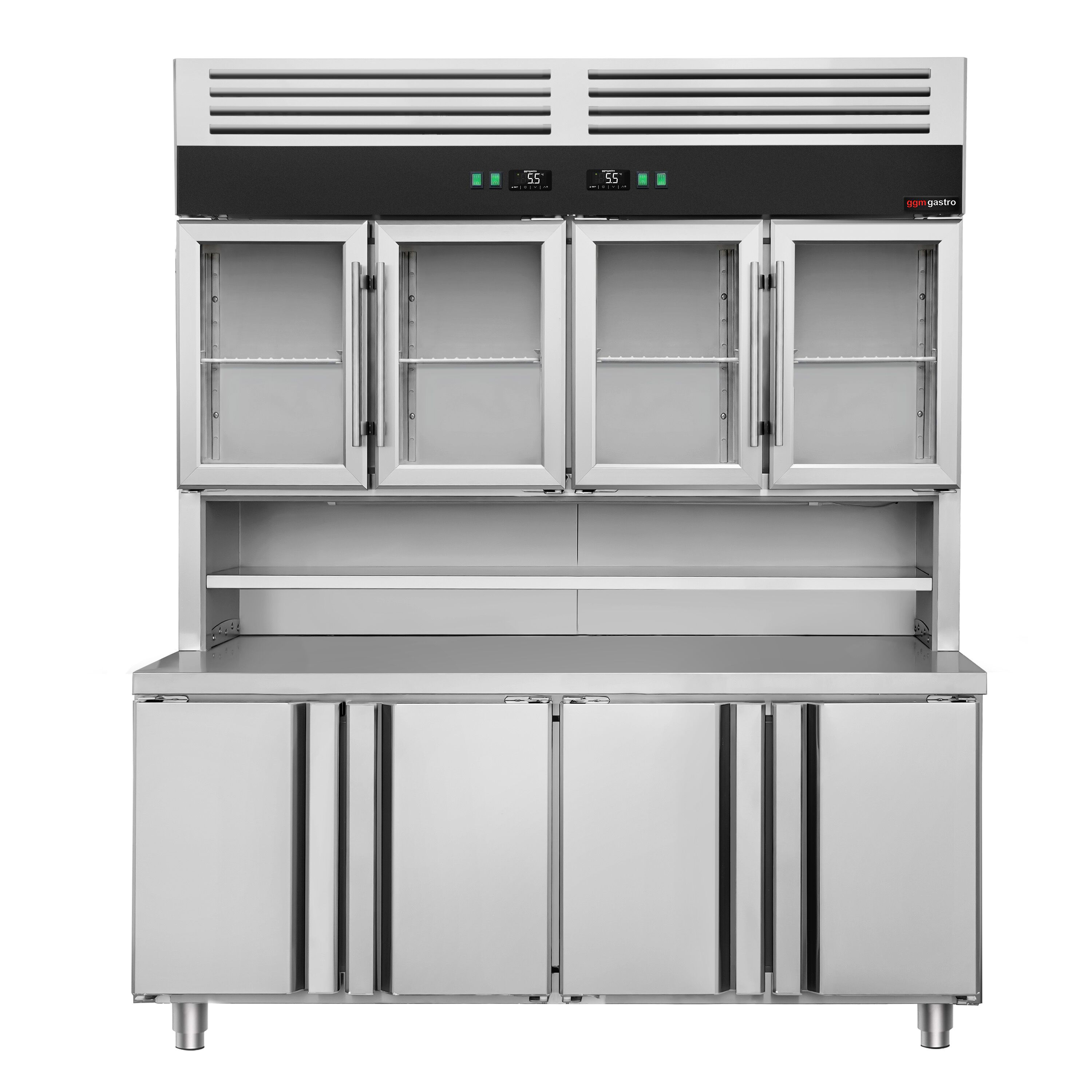 Kyl-/frysbänk - 1800x700 mm - 655 l - med 4 glasdörrar - med 4 dörrar - Statisk kyla