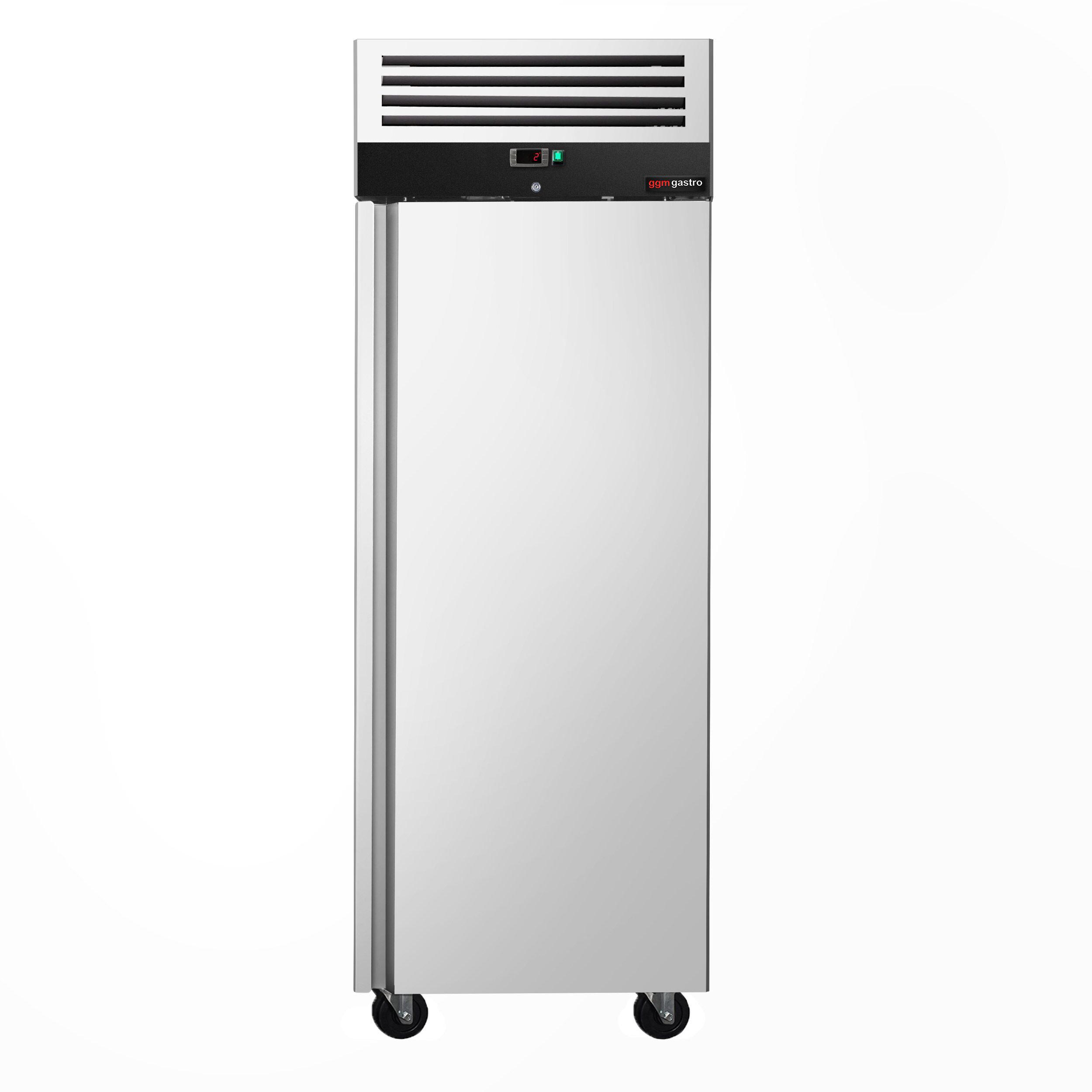 Armoire pâtissière positive Inox AISI 304 PREMIUM - EN 600 x 800 - 612 L - avec 1 porte & Glissières & 10 paires de rails en acier inox - Noire - Classe climatique 4 - Roulettes