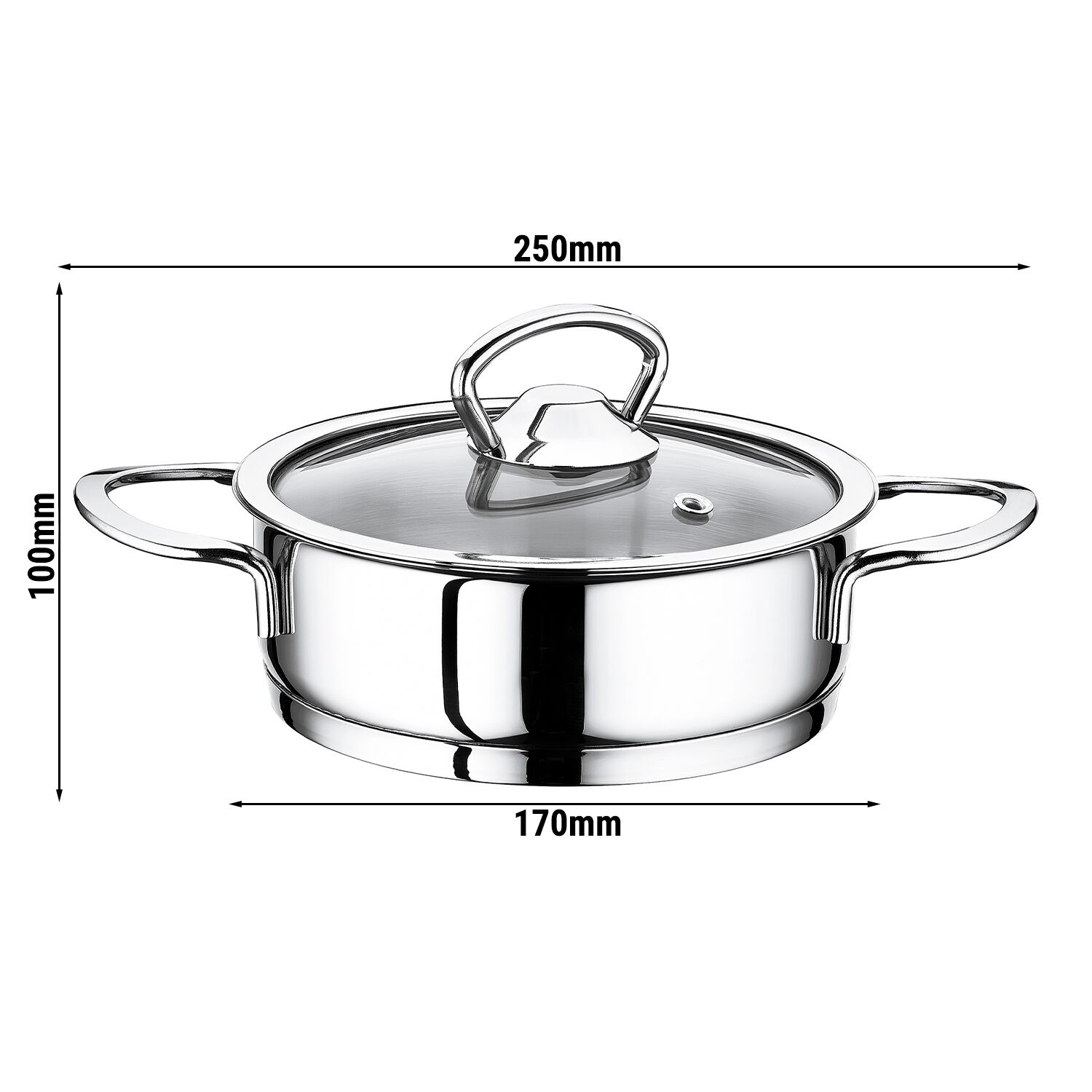 Mini Kasserolle mit Deckel - Edelstahl - 1 Liter - Ø 160mm - Höhe: 50mm