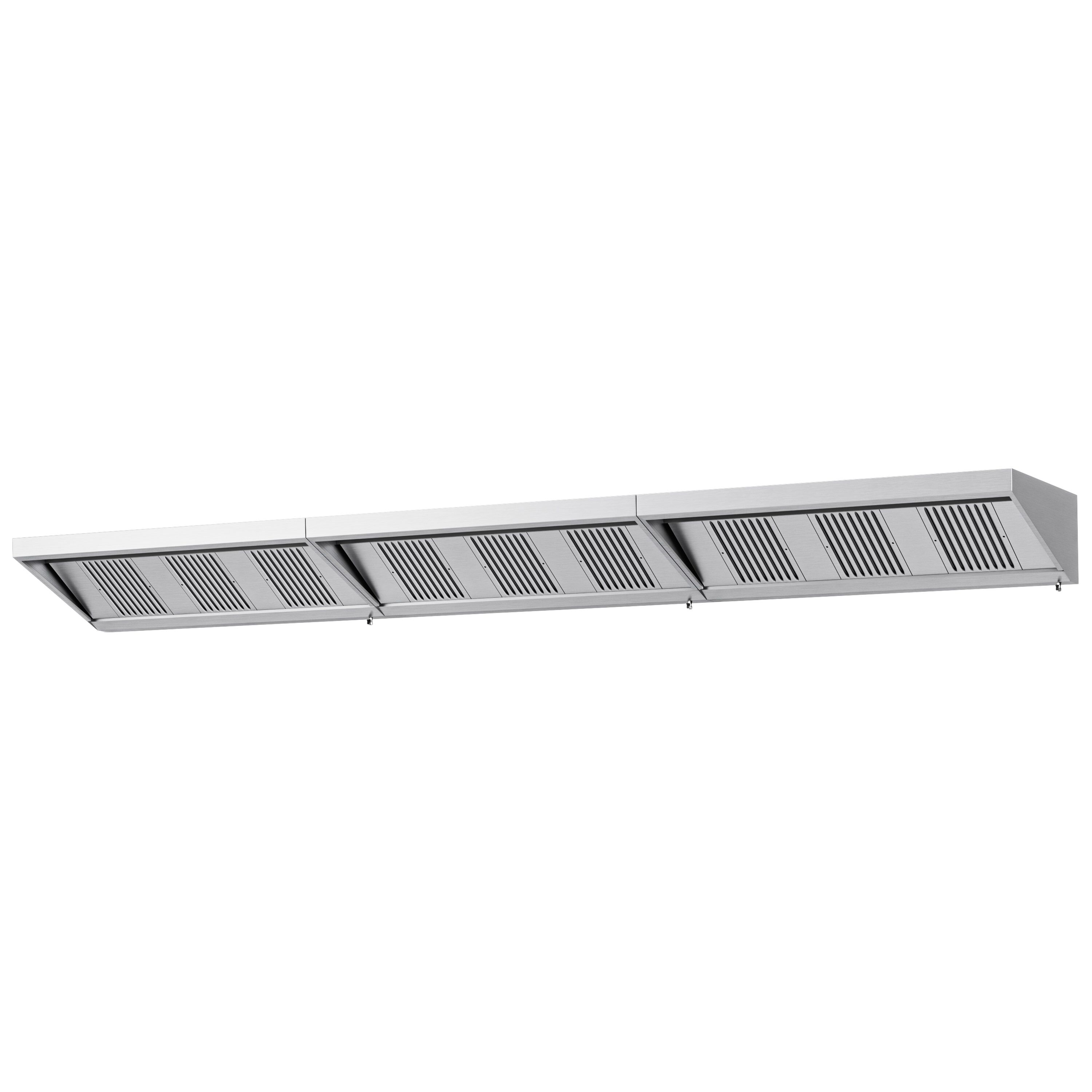 Commercial Wall-Mounted Extraction Canopy - 6000mm - with Grease Filters & LED Lighting