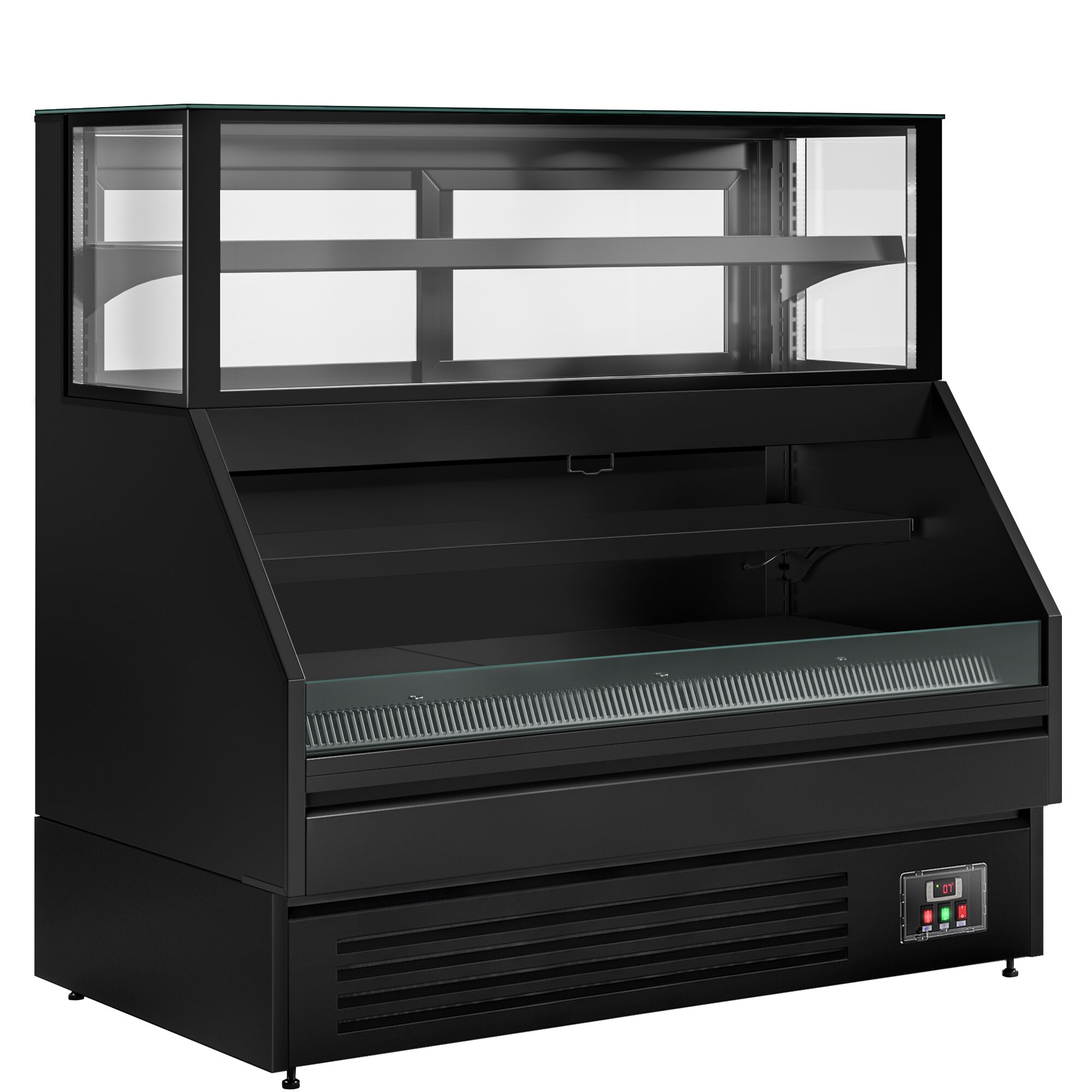 Comptoir vitrine réfrigérée Helsinki - 1500x800mm - 251L - 4 étagères - +2/+8°C - Portes coulissantes vitrées