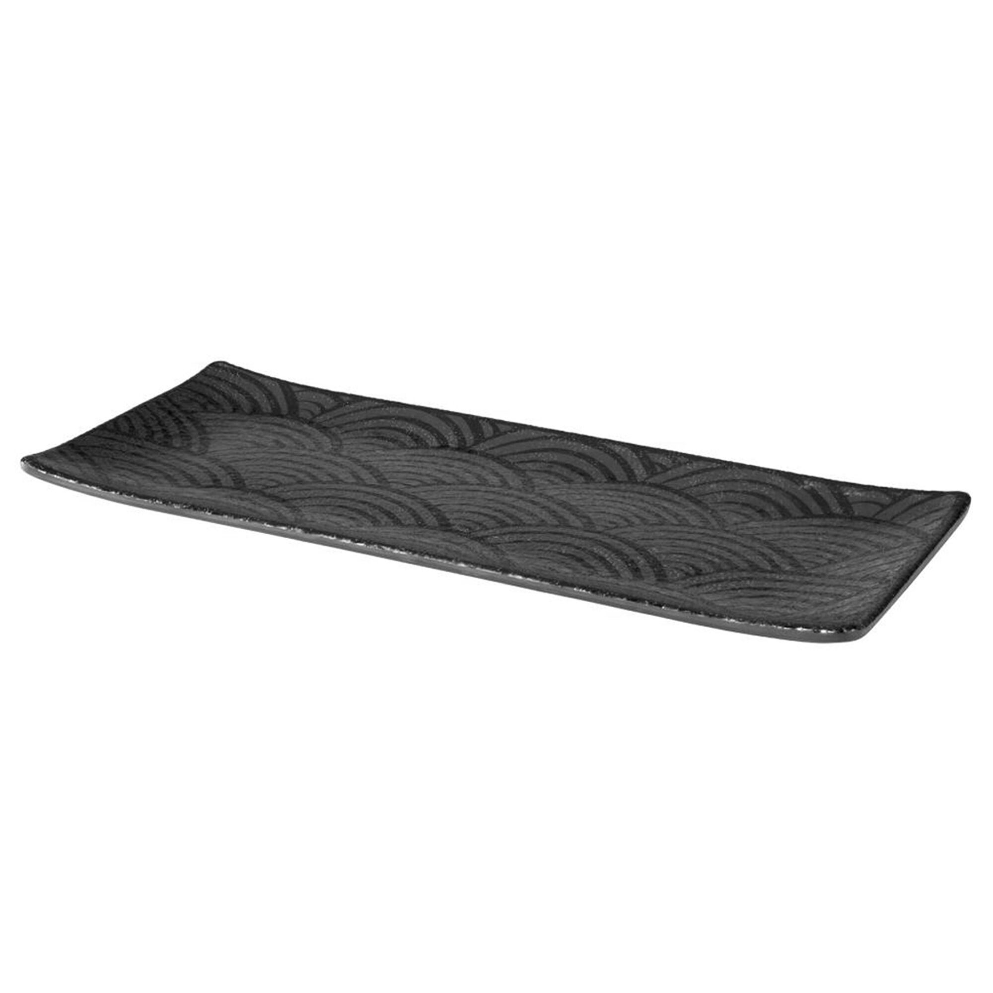 (6 pcs) Plateau de présentation - DARK WAVE - Mélamine - 290x120mm - Hauteur:15mm - Noir