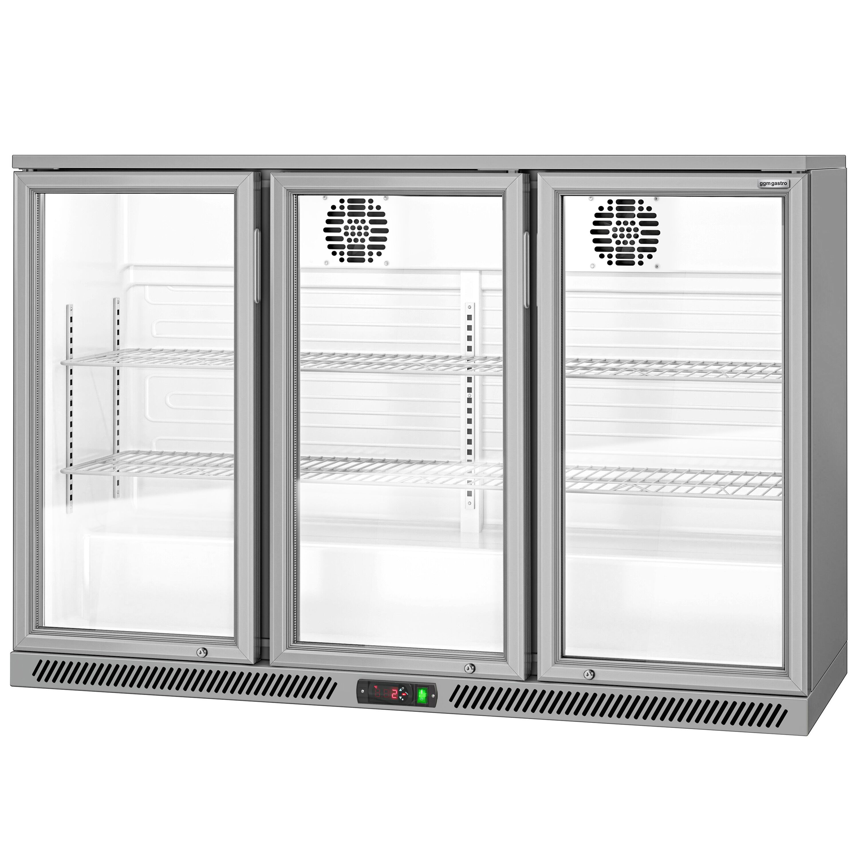 Réfrigérateur de bar – 1350 mm – 320 litres – avec 3 portes vitrées battantes – Gris
