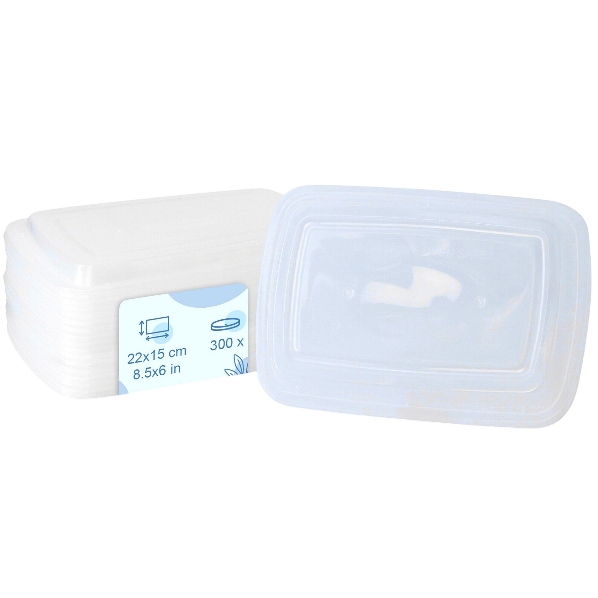(300 pcs) Barquette réutilisable - Rectangulaire - Transparent