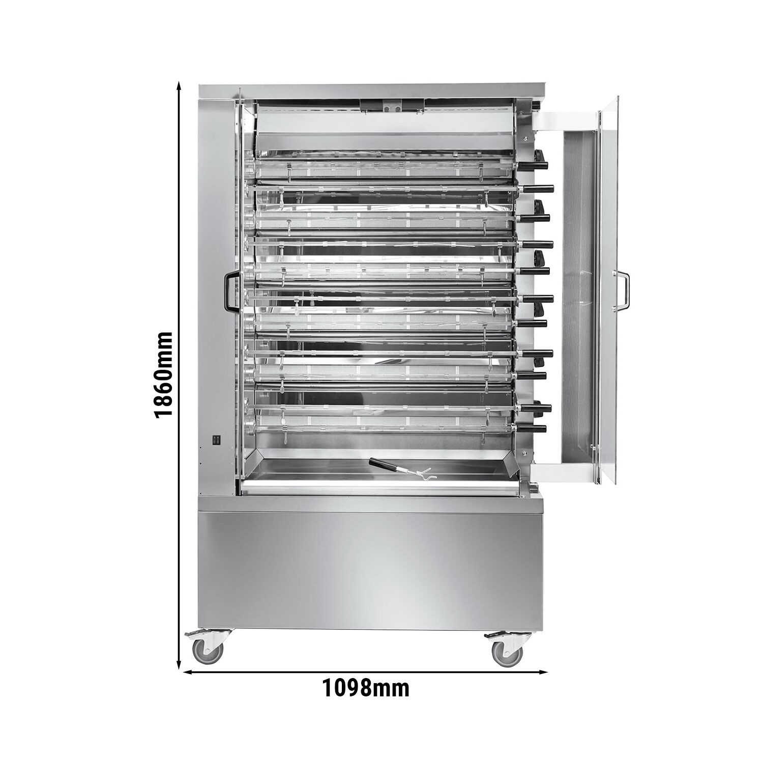 Gas kippengrill - 37,2kW - 11 spitten - voor 66 kippen
