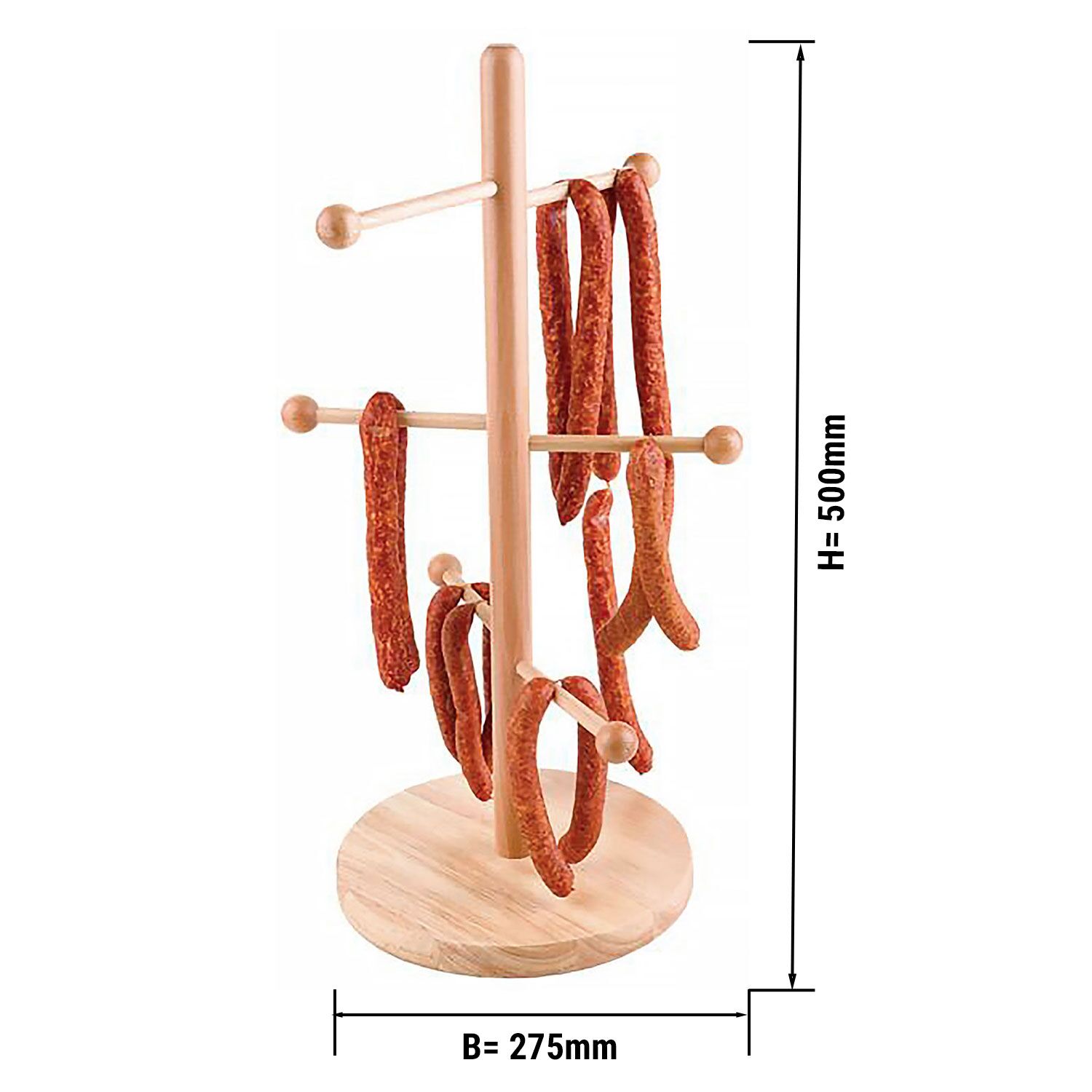 Bufféställ - Bokträ - Ø 220 mm; 275x275x500 mm - Höjd: 500 mm - med lätt att rengöra