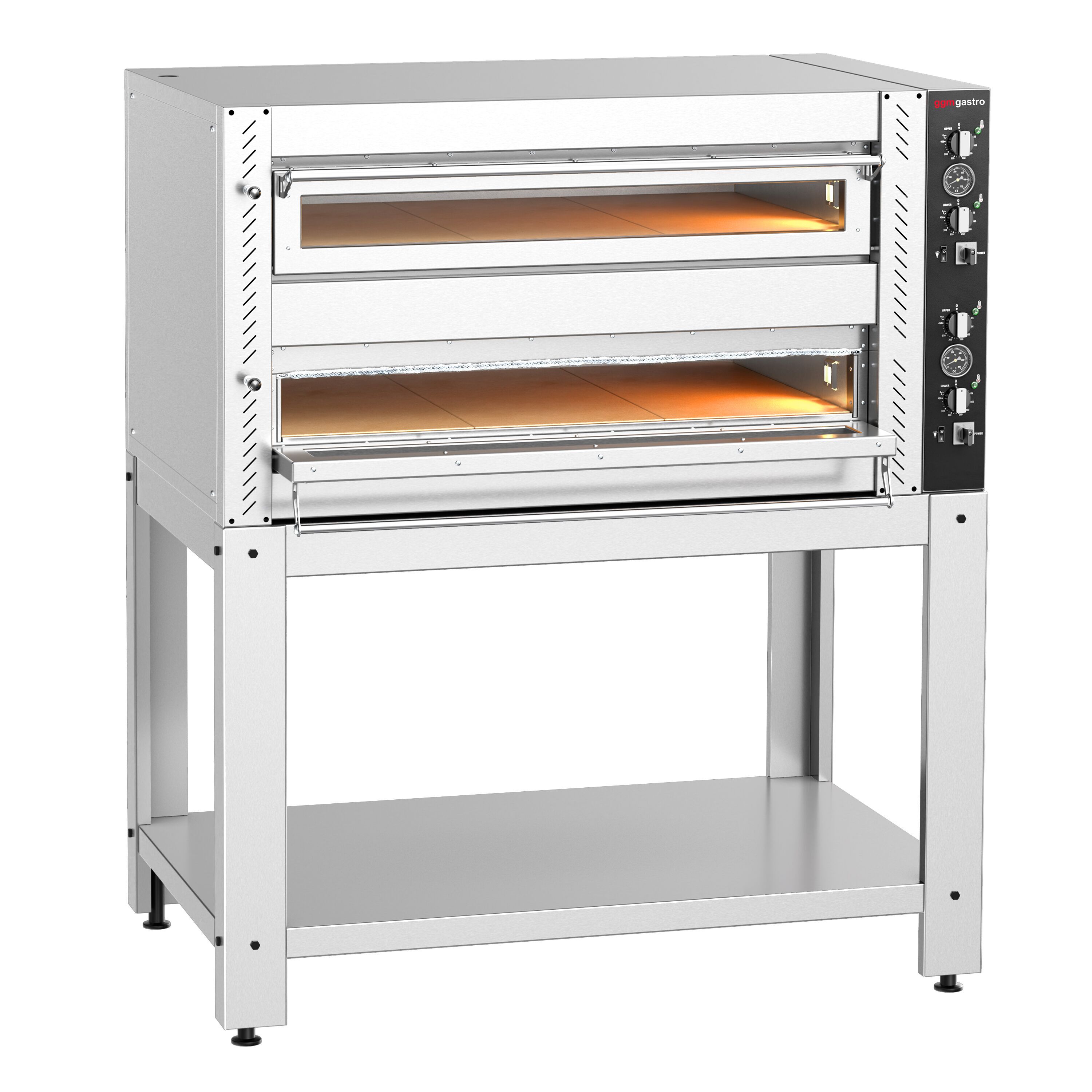 Four à pizza électrique – 6+6 x 30 cm (large) – Manuel – incl. support inférieur