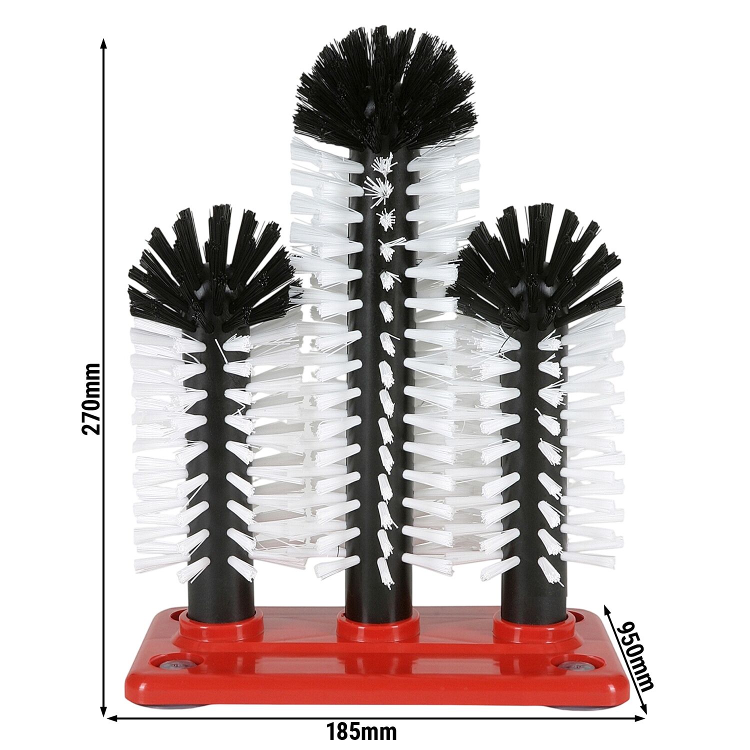 (2 pièces) FUCHS | DELFIN® Brosse à laver les verres - 2x180mm + 1x240mm - avec plaque de fond en plastique - 1-2-3