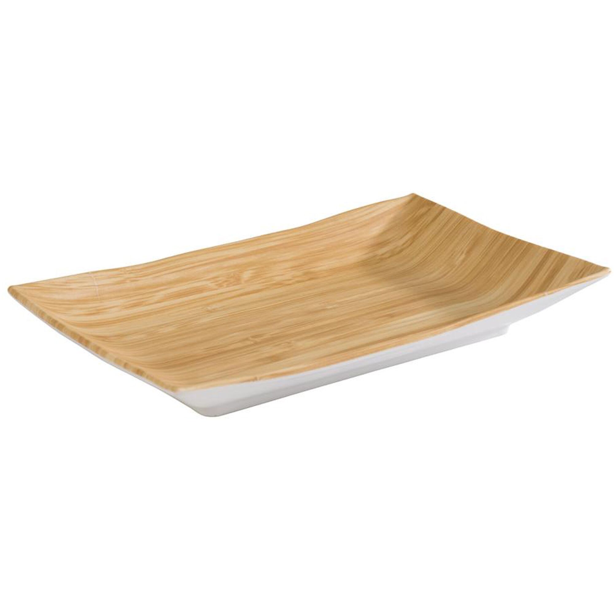 (6 pcs) Plateau de présentation - BAMBOO - Mélamine - 210x130mm - Hauteur:30mm - Beige/Blanc