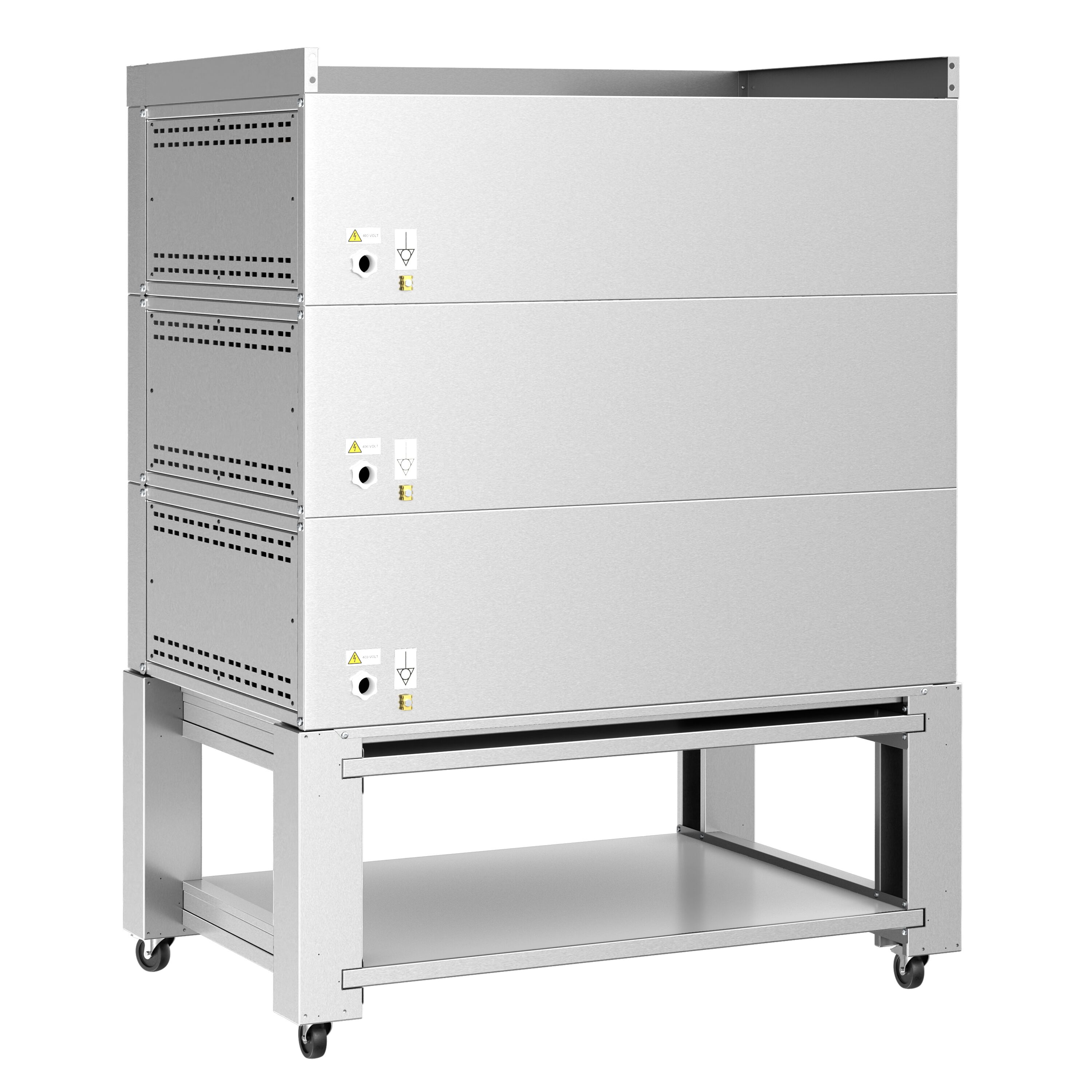 (3 szt.) Elektryczny Piec do pizzy - 3 x 6 x Ø34cm - Panel dotykowy - z okapem i ramą nośną