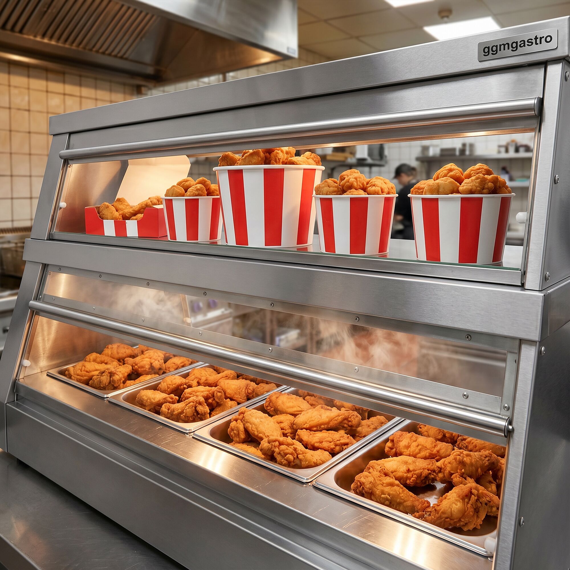 Commercial Heated Display Cabinet – 1500 mm – for 4 × GN 1/1 – Individually Adjustable – 3.5 kW