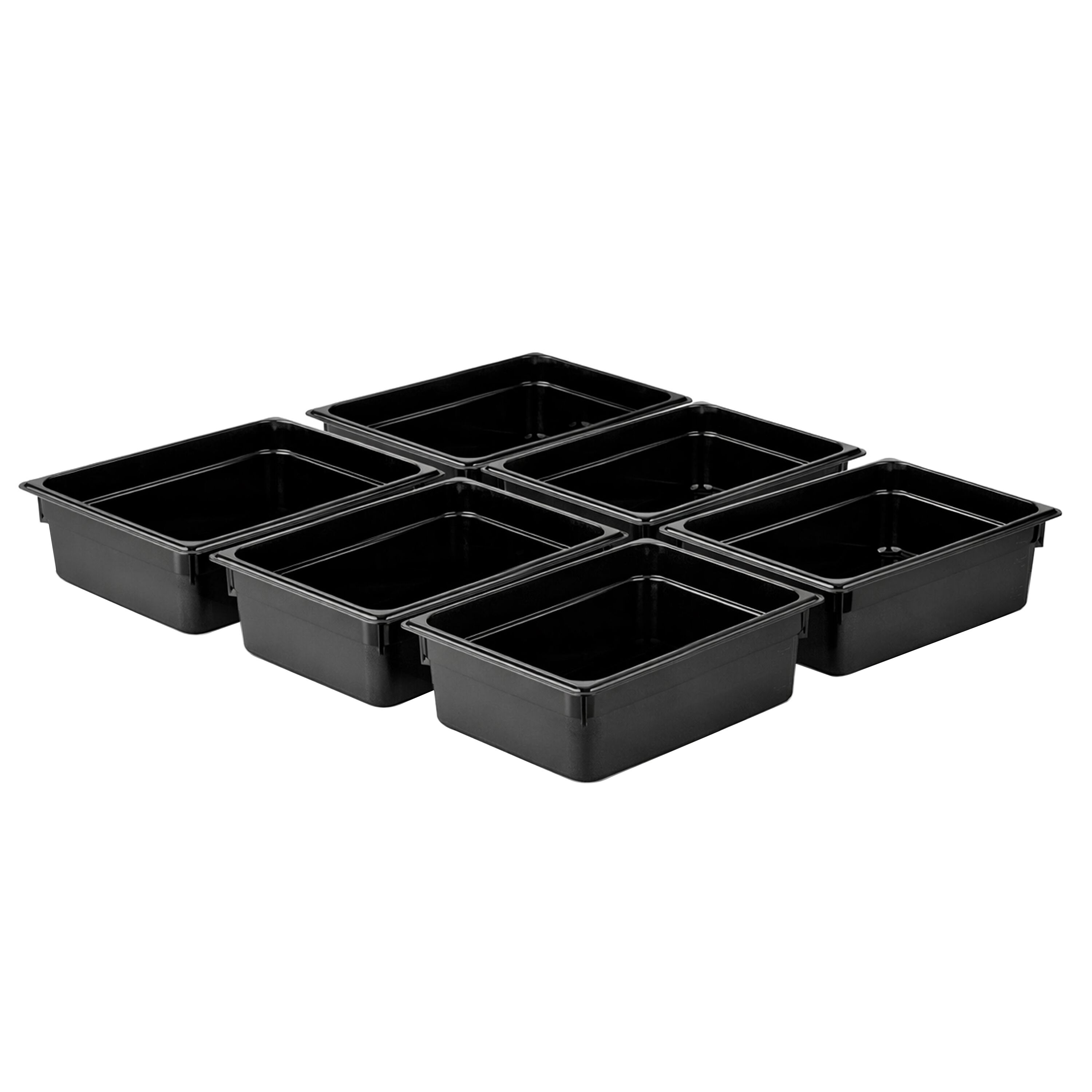 (6 pièces) Bac en Polycarbonate GN 1/2 - Noir - Hauteur : 100 mm