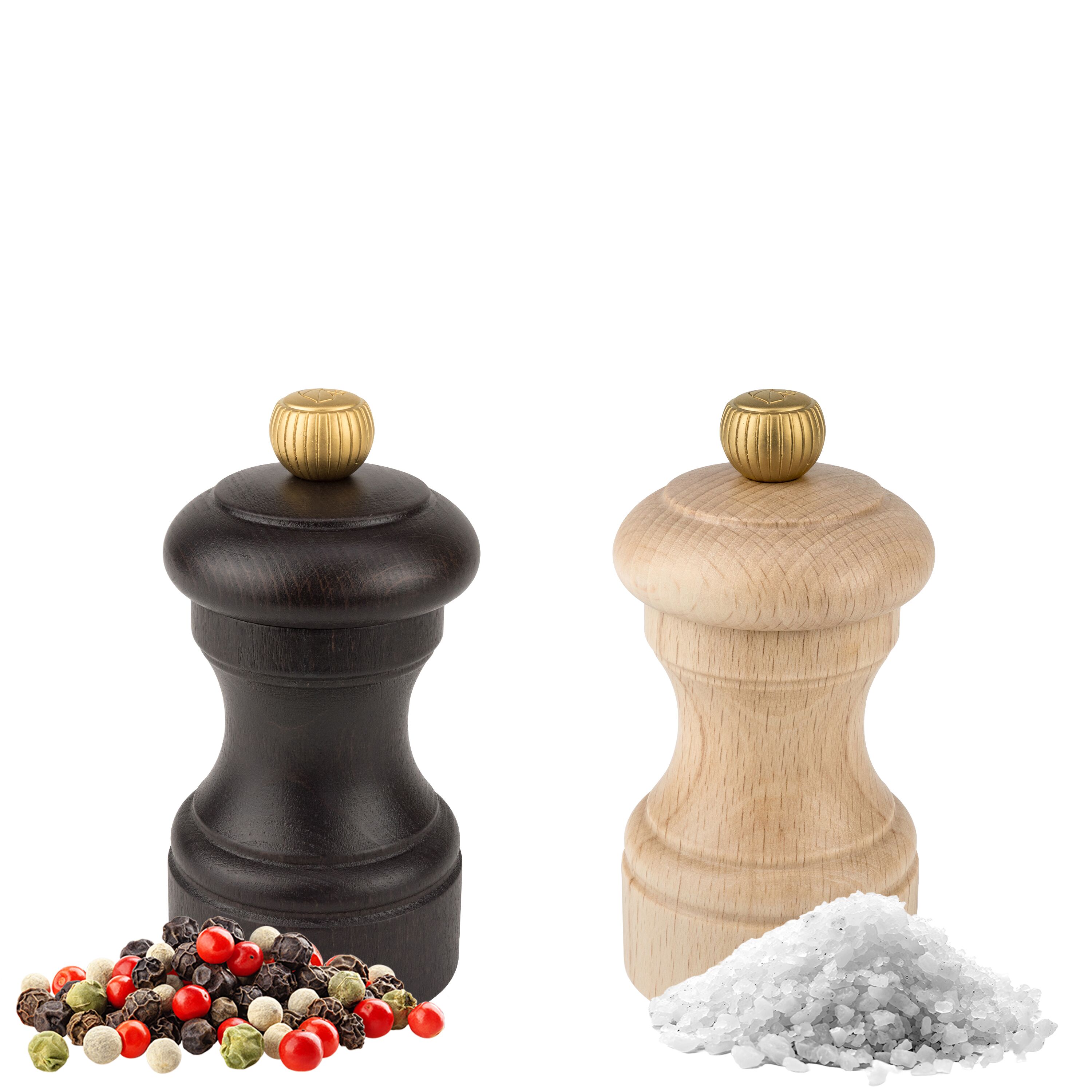 (6 peças) PEUGEOT | BISTRO - Moinho de Sal e Pimenta - Madeira - Chocolate e Natural - Altura: 100mm