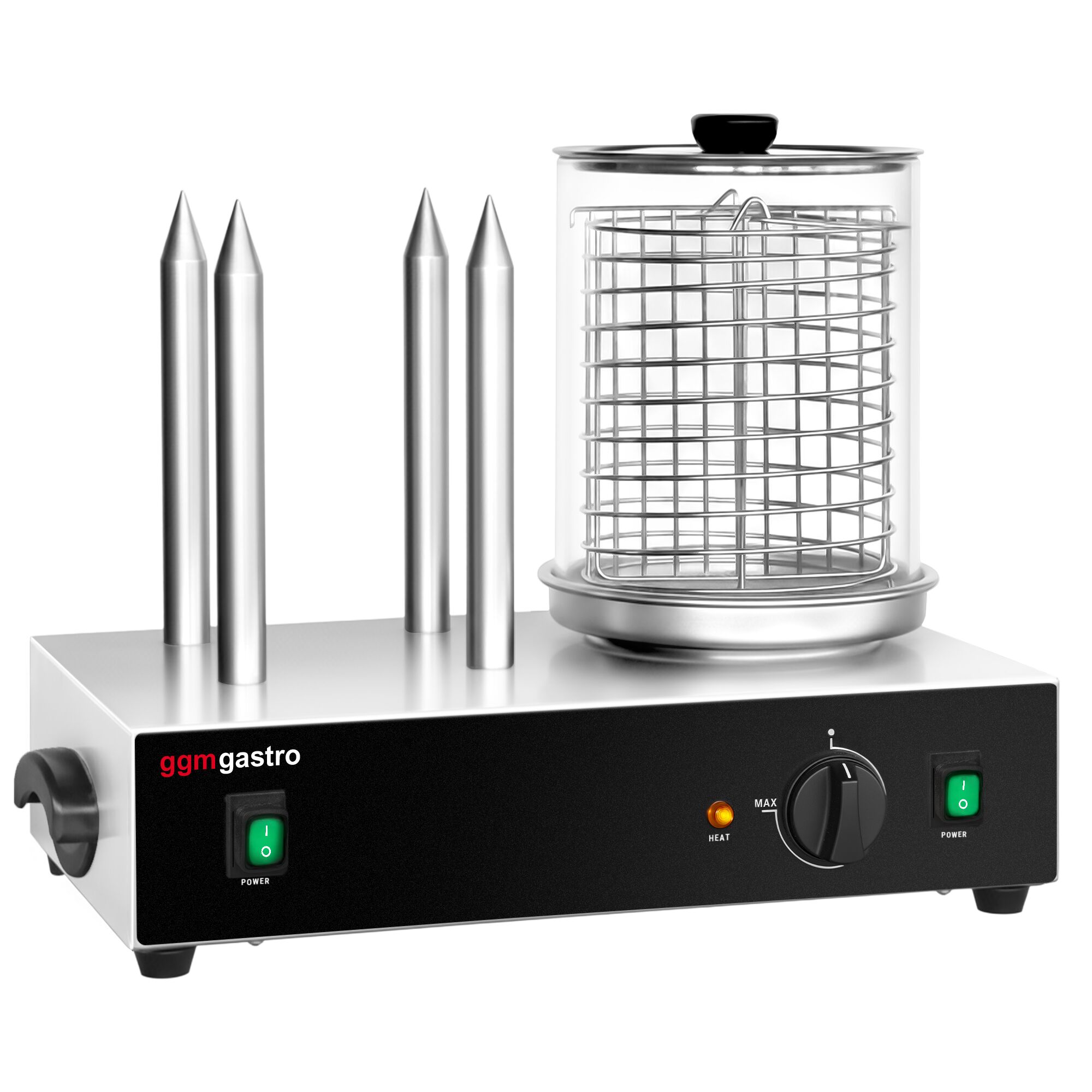 Urządzenie do hot-dogów - 1,1kW - z 4 bolcami do bułek