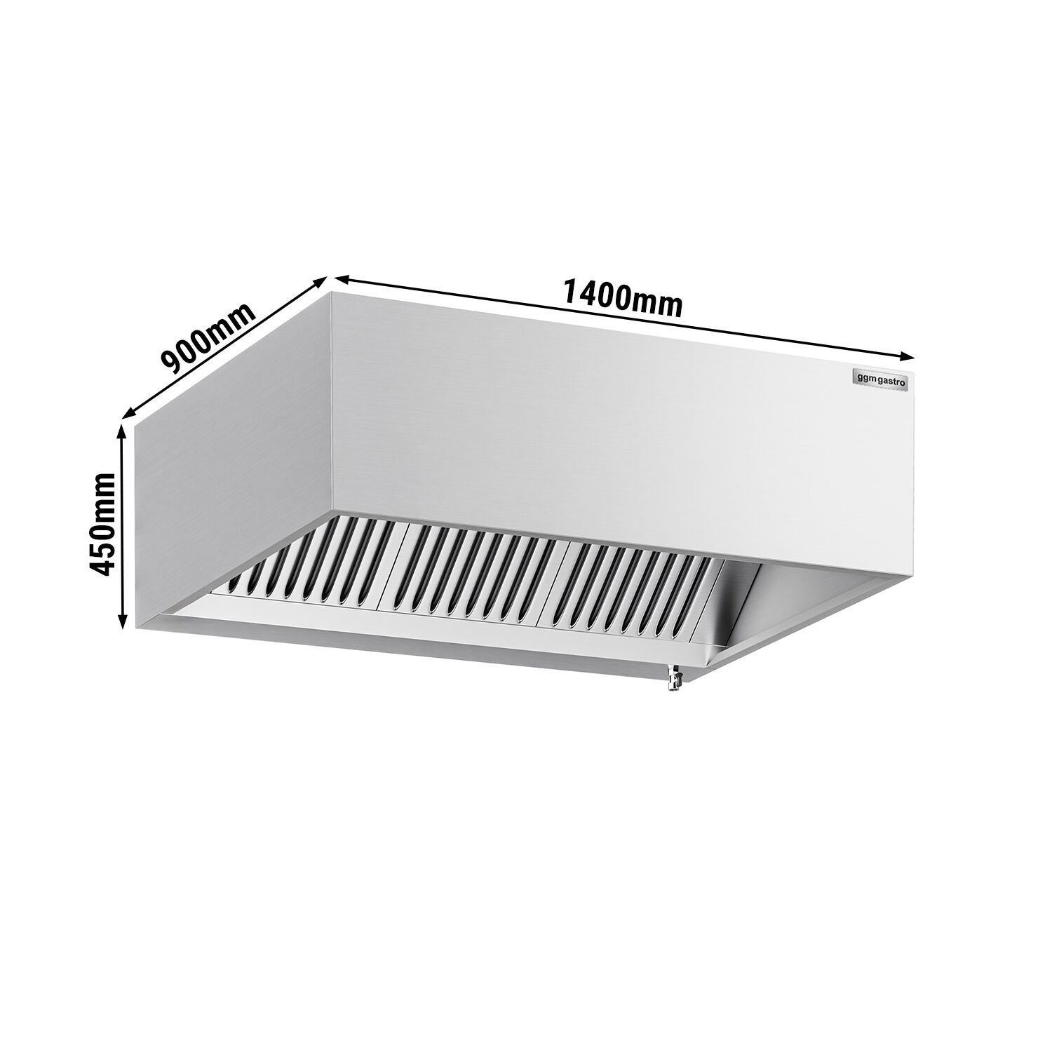 Induction box hood – 1400 mm – with filter & light – without motor