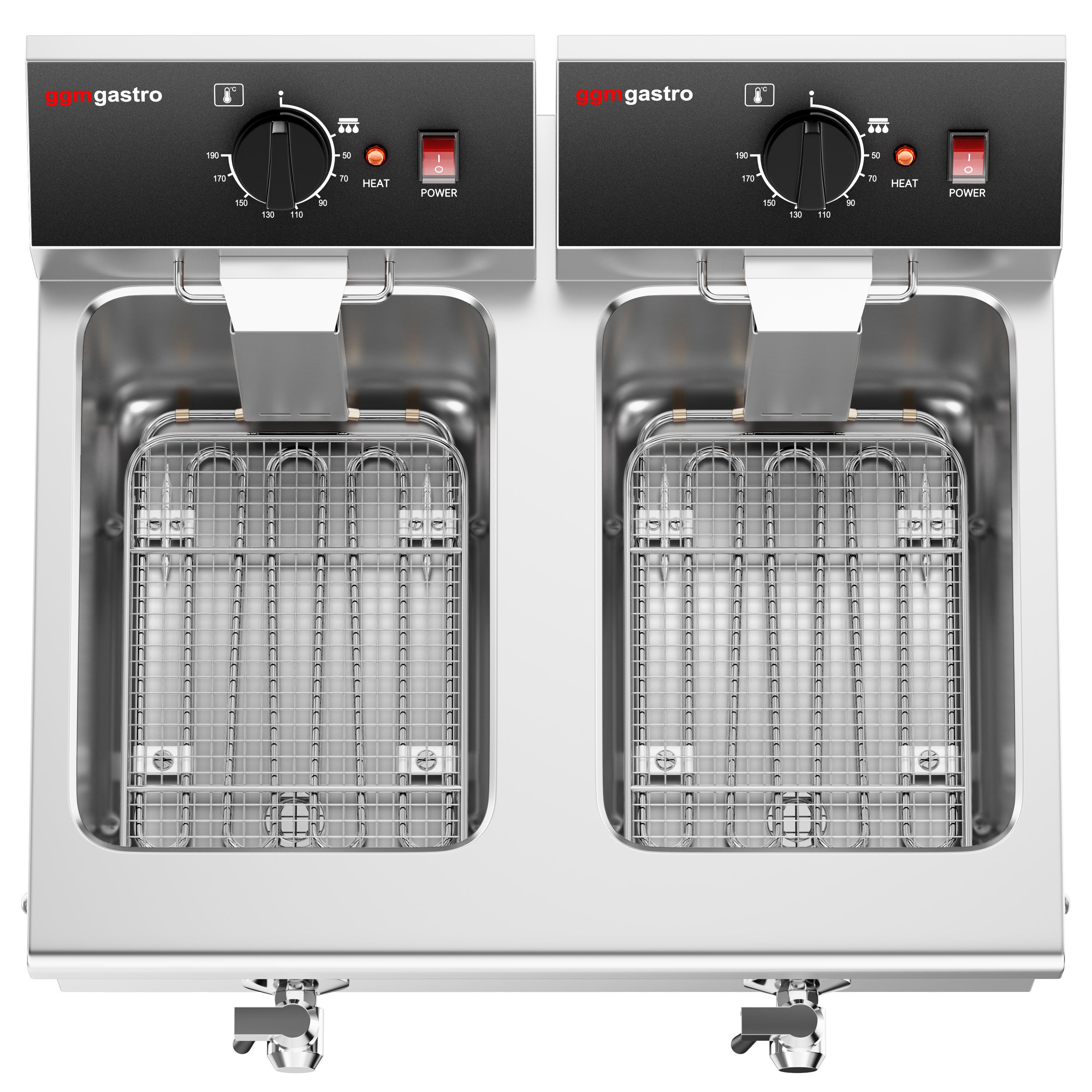 Friteuse électrique double – 8+8 litres – 6,5 kW – avec robinet de vidange