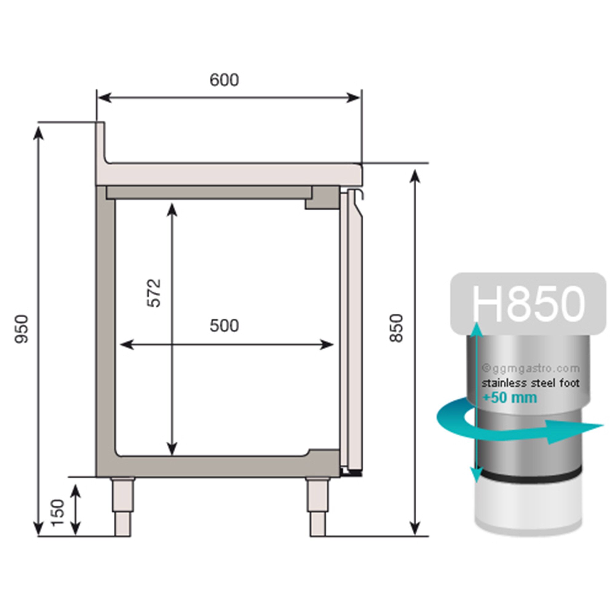 Commercial Counter Freezer PREMIUM PLUS - 1960x600mm - with 3 doors - with upstand - capacity 385 litres